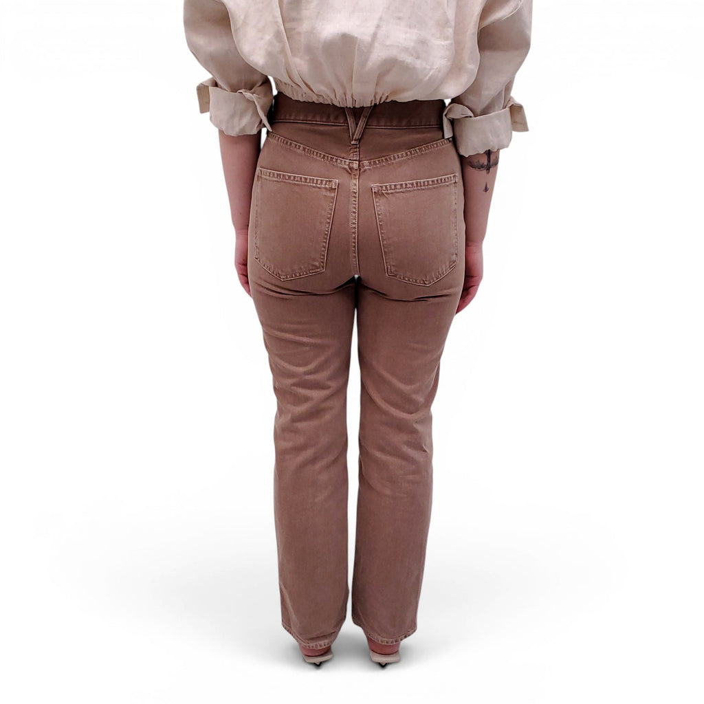 VERONICA BEARD HIGH RISE ANKLE FLARE JEANS IN TAN SIERRA - SIZE 26