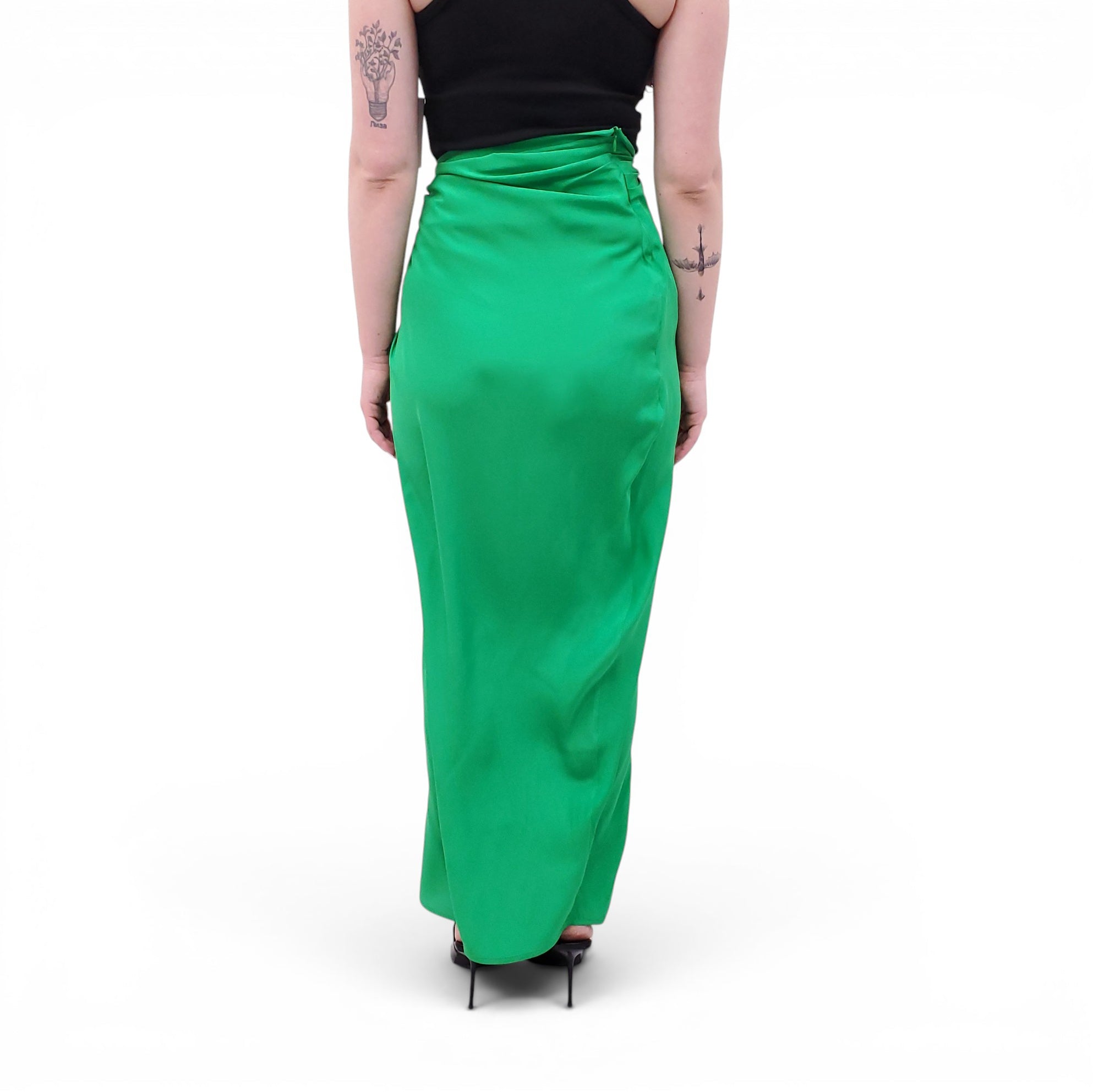 GAUGE81 GREEN SILK SKIRT - SIZE XS
