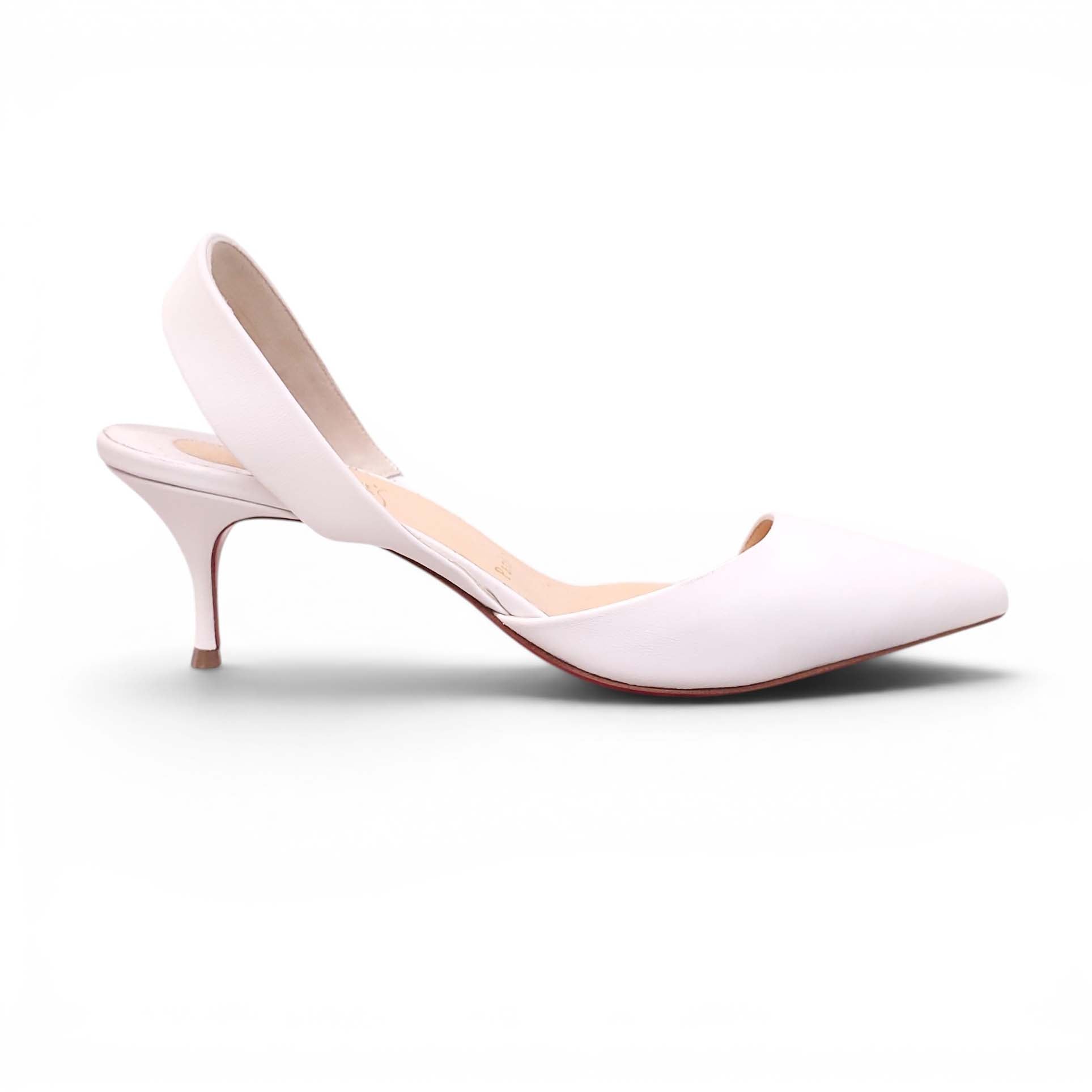 CHRISTIAN LOUBOUTIN WHITE SLINGBACK KITTEN HEELS - SIZE 40
