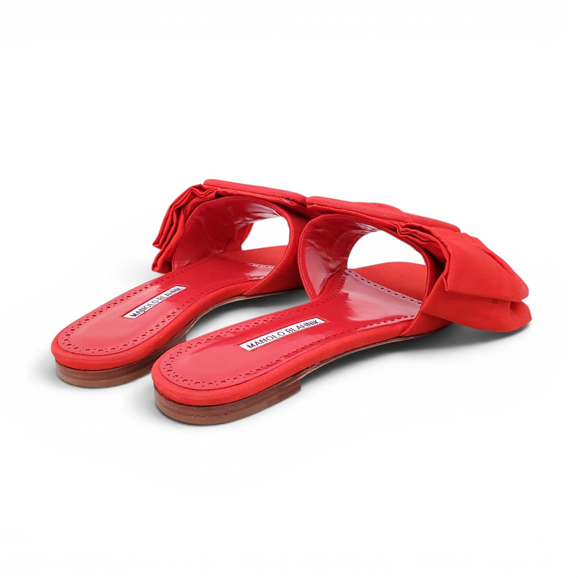 MANOLO BLAHNIK RED FLATS WITH BUCKLE DETAIL - SIZE 41