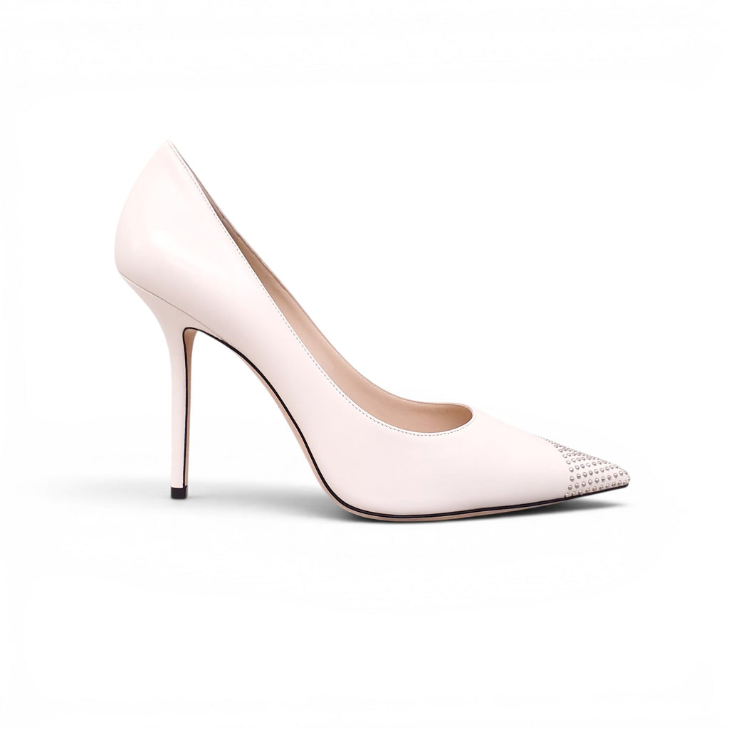 JIMMY CHOO WHITE STUDDED PUMPS - SIZE 41