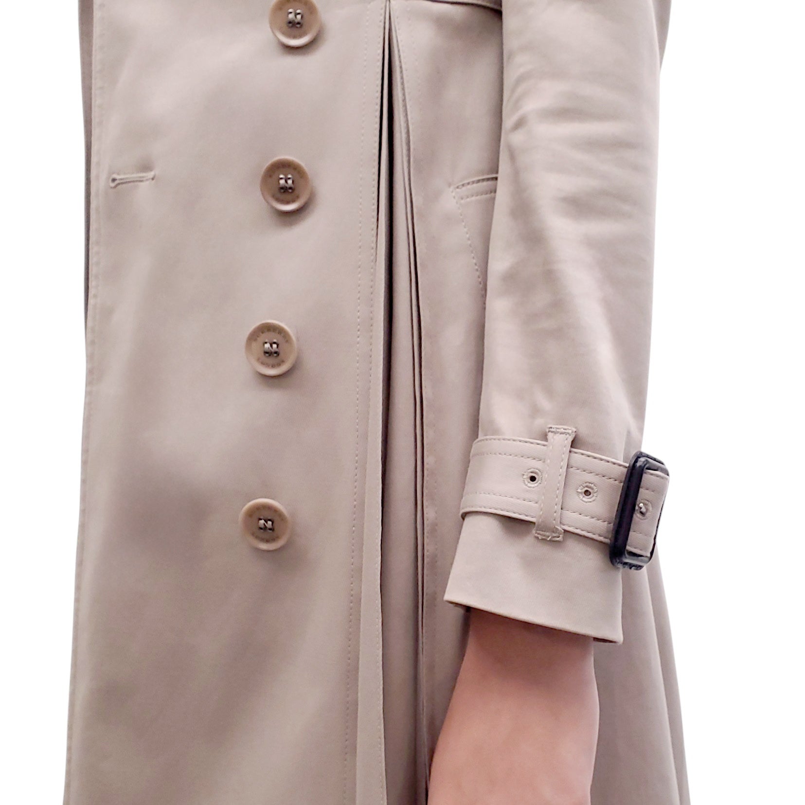 BURBERRY LONDON TRENCH COAT WITH PLEATED DETAIL - SIZE US 2