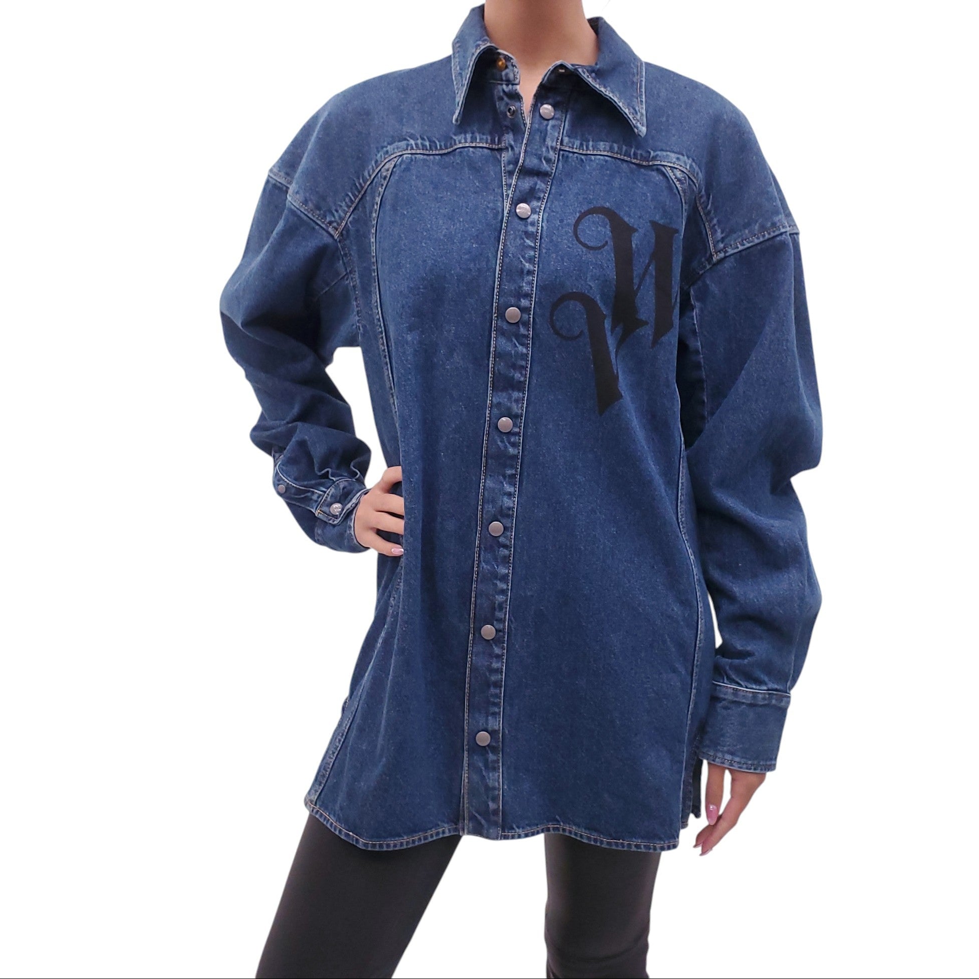 VIVIENNE WESTWOOD OVERSIZED DENIM LOGO SHIRT - SIZE M