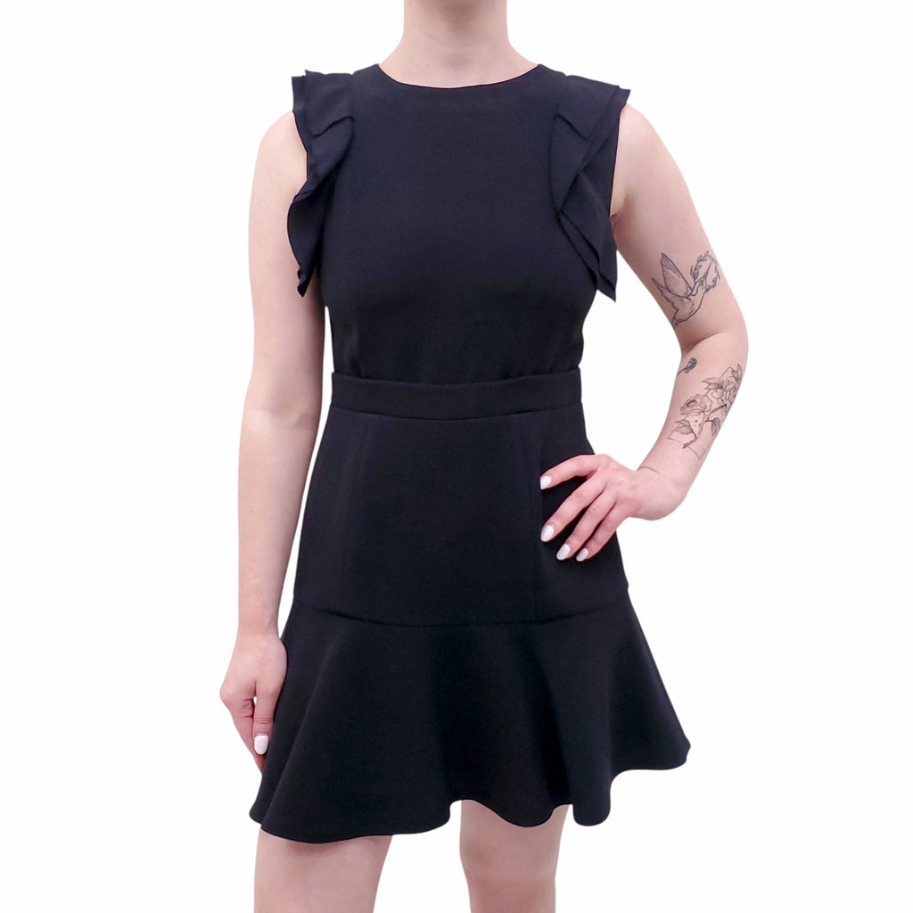 MIU MIU BLACK RUFFLE DRESS - SIZE 42