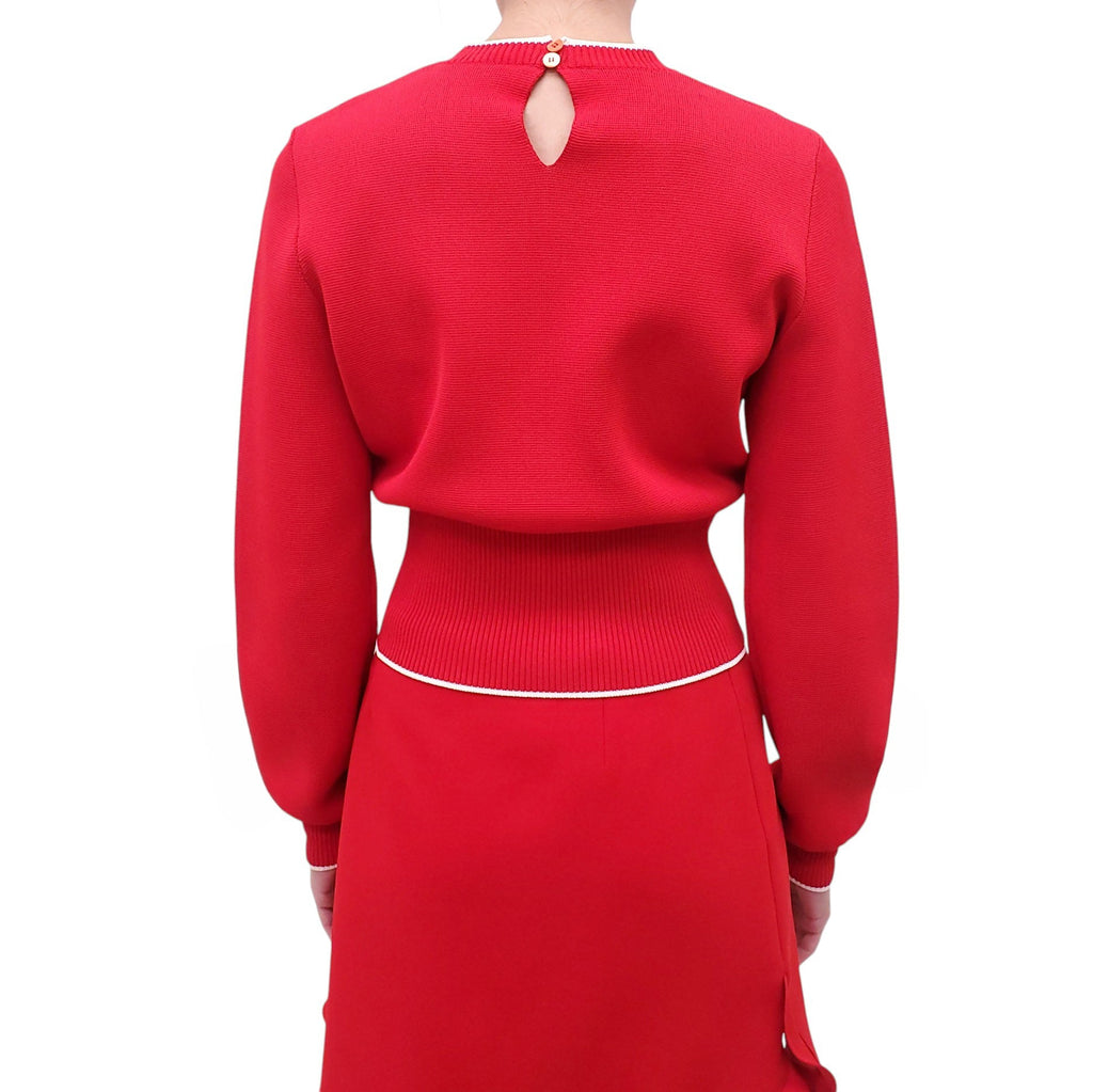 MIU MIU RED GRAPHIC KNIT SWEATER - SIZE 42