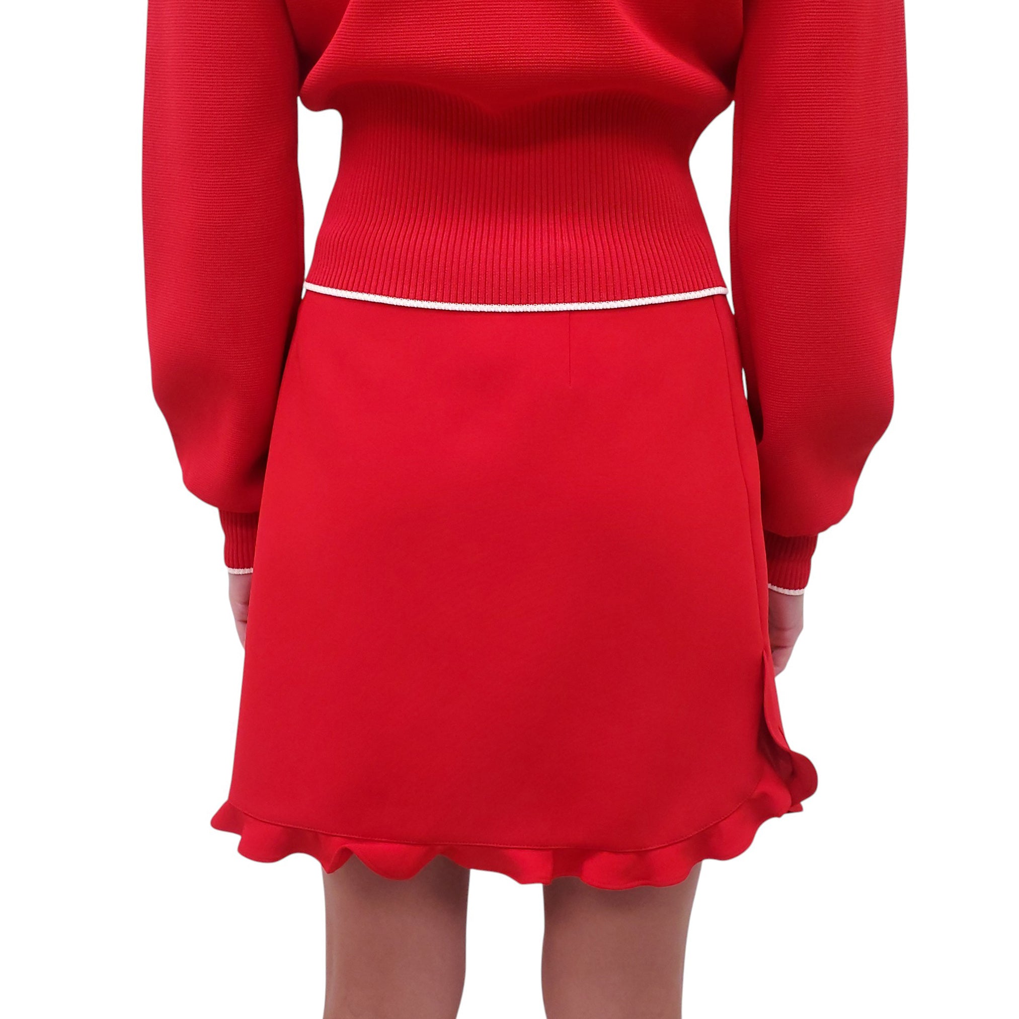MIU MIU RED SKIRT WITH RUFFLE TRIM - SIZE 42