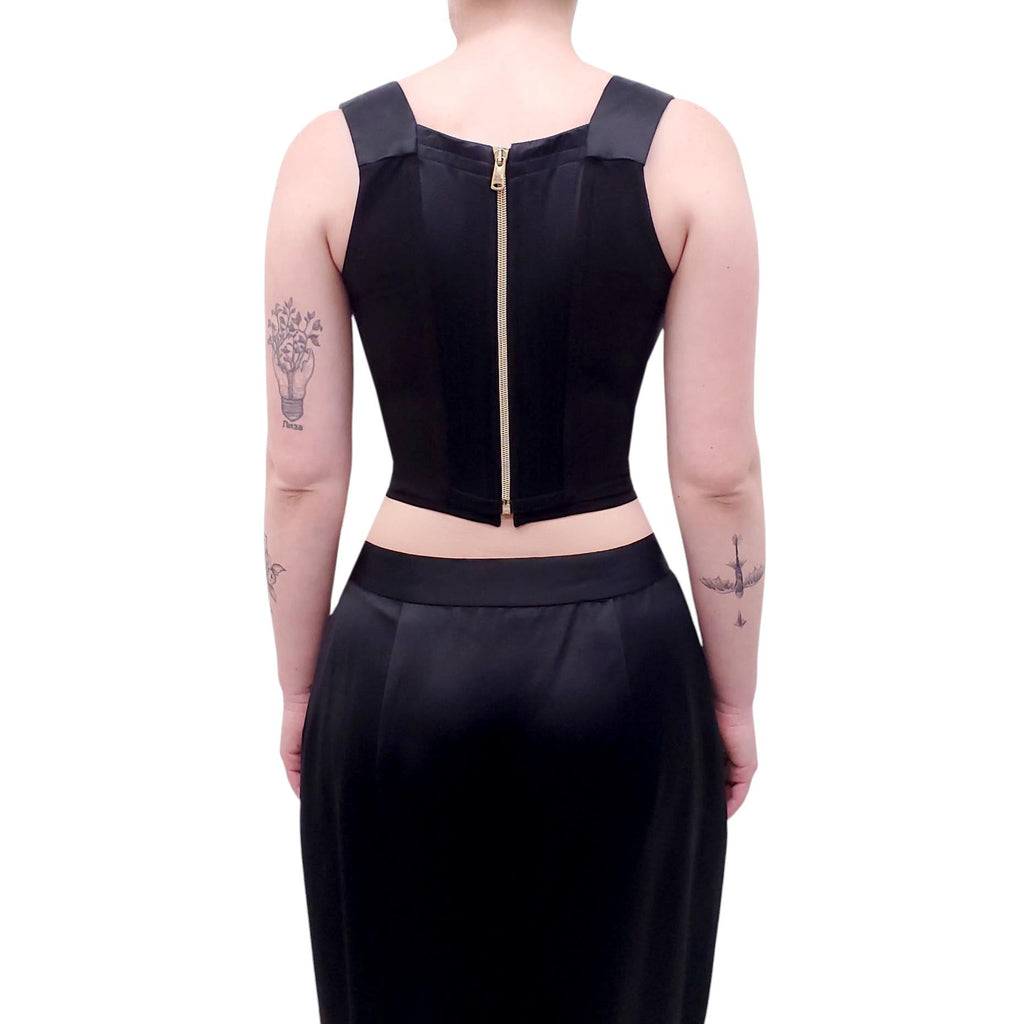 VIVIENNE WESTWOOD BLACK SATIN CORSET TOP - SIZE 40