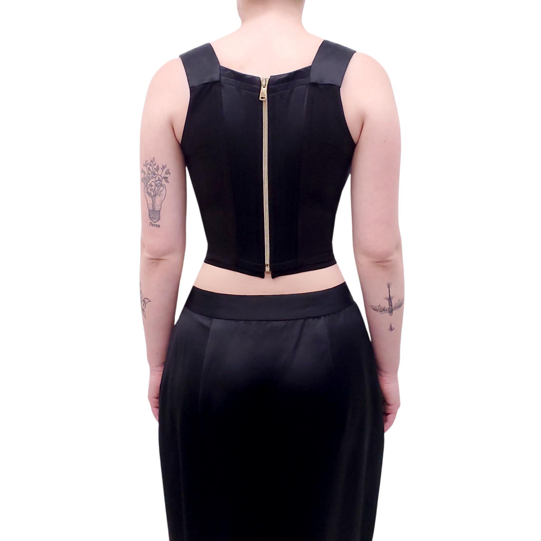 VIVIENNE WESTWOOD BLACK SATIN CORSET TOP - SIZE 40