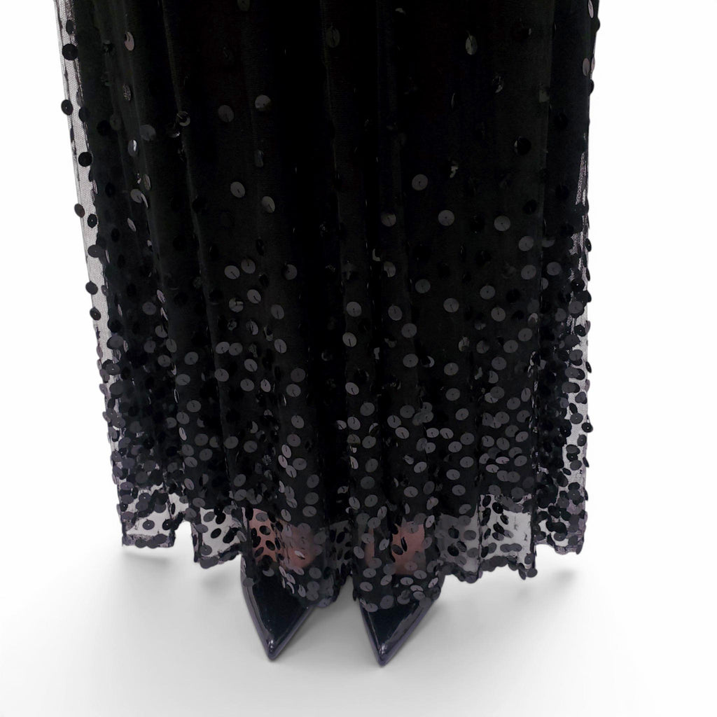 VINTAGE BLACK SEQUIN AND TULLE GOWN - SIZE XS