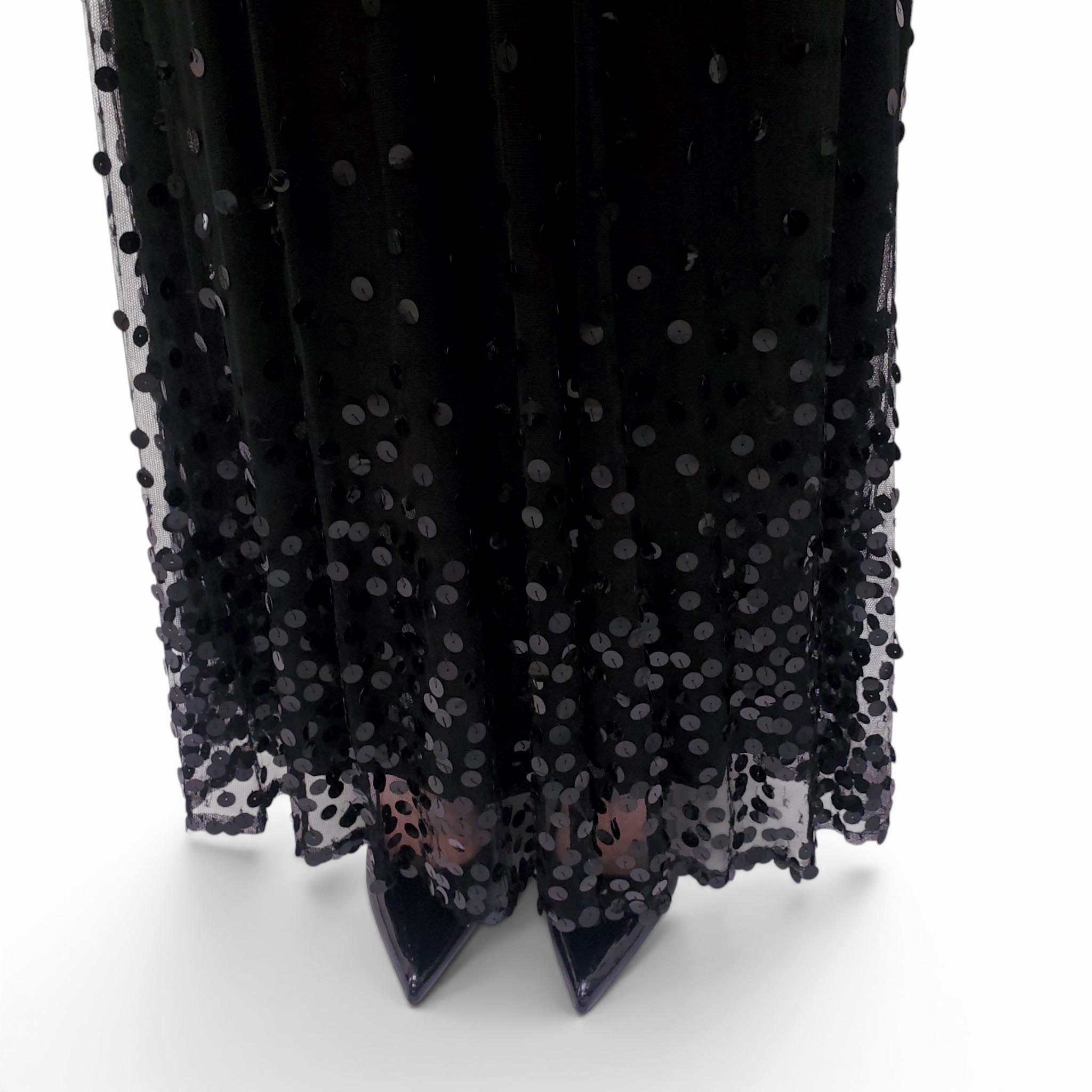 VINTAGE BLACK SEQUIN AND TULLE GOWN - SIZE XS
