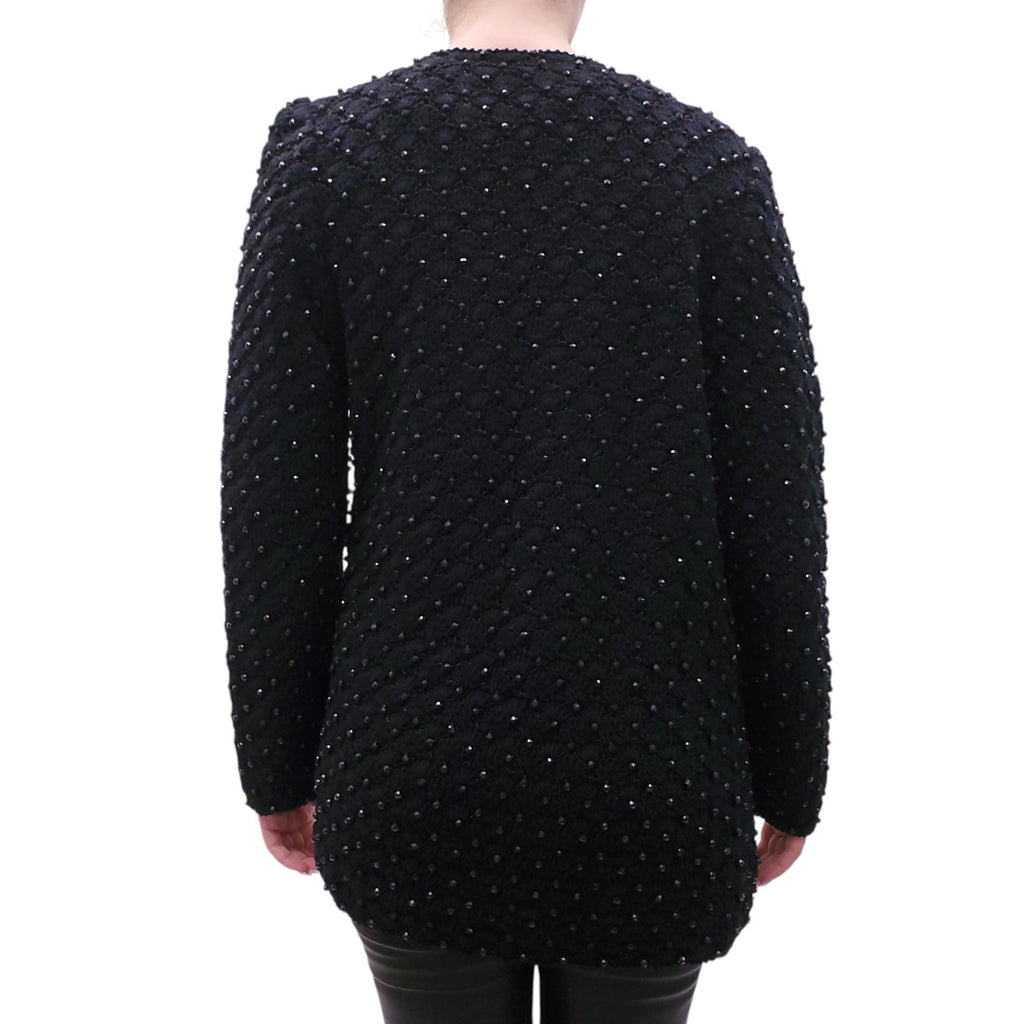 VIVIENNE POY BLACK BEADED KNIT CARDIGAN - SIZE M
