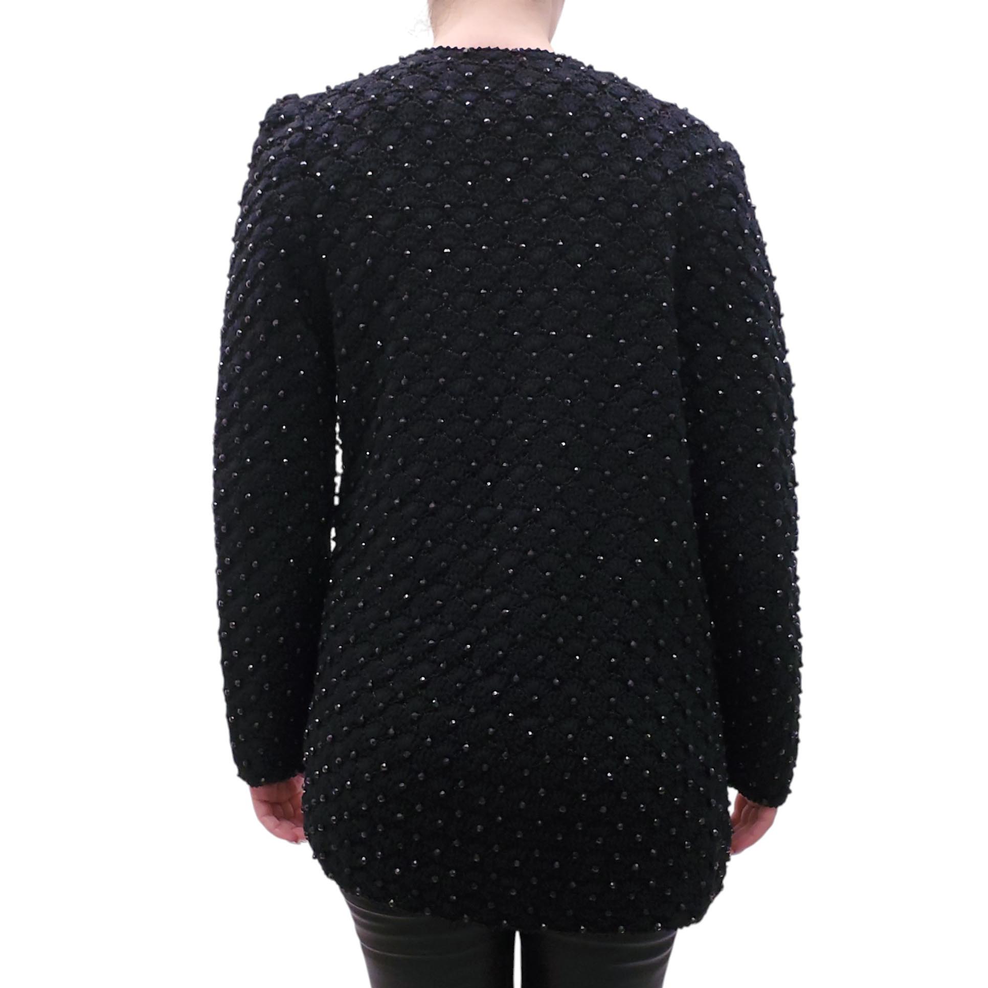VIVIENNE POY BLACK BEADED KNIT CARDIGAN - SIZE M