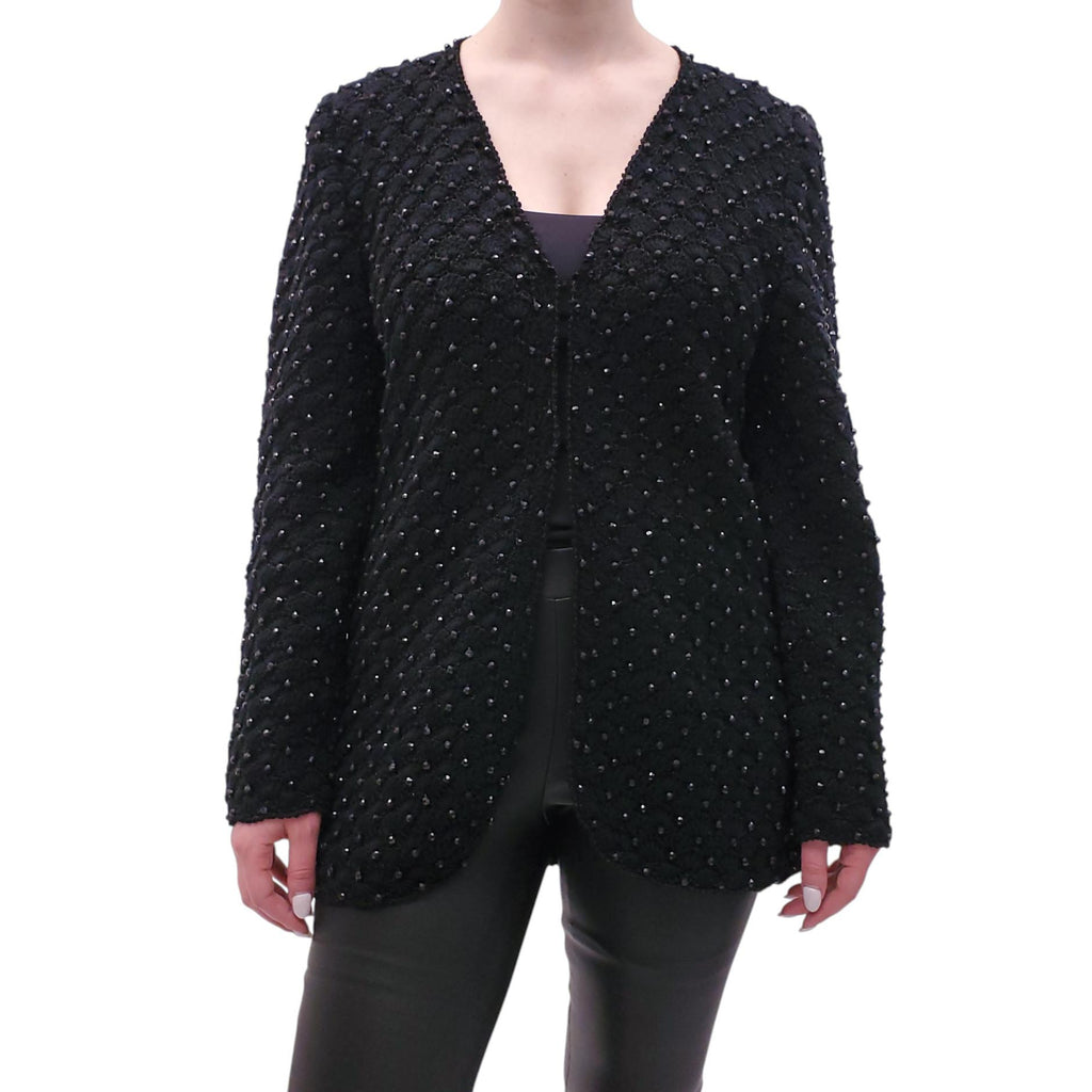 VIVIENNE POY BLACK BEADED KNIT CARDIGAN - SIZE M