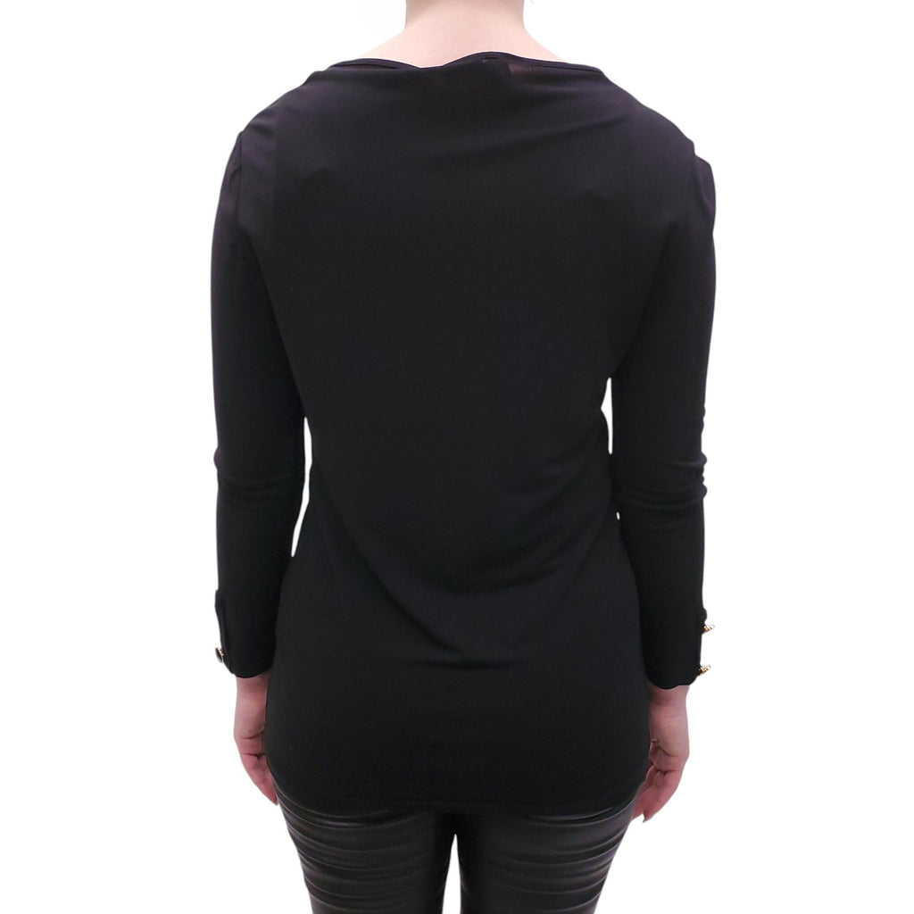 YVES SAINT LAURENT RIVE GAUCHE BLACK SILK BLOUSE - SIZE S