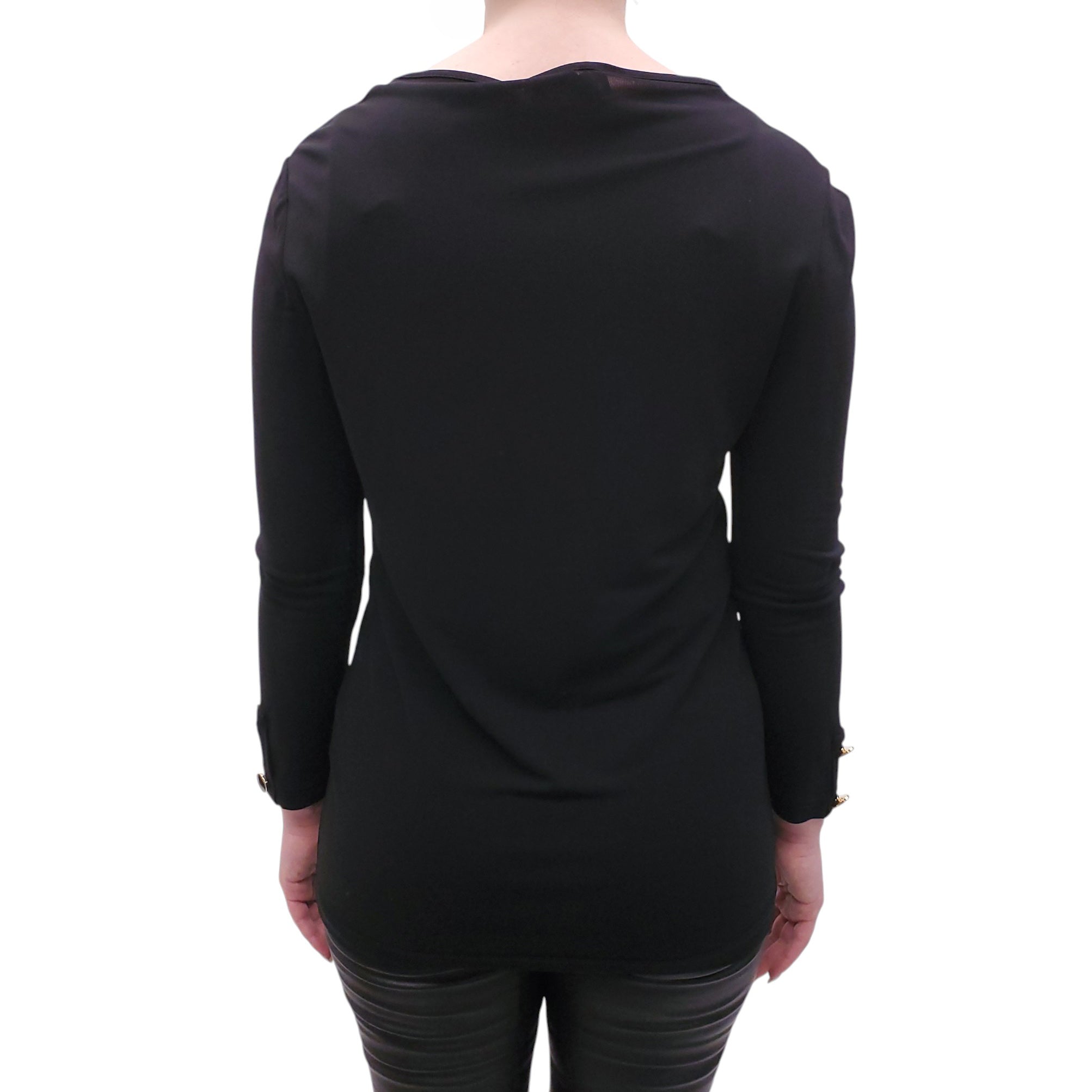 YVES SAINT LAURENT RIVE GAUCHE BLACK SILK BLOUSE - SIZE S