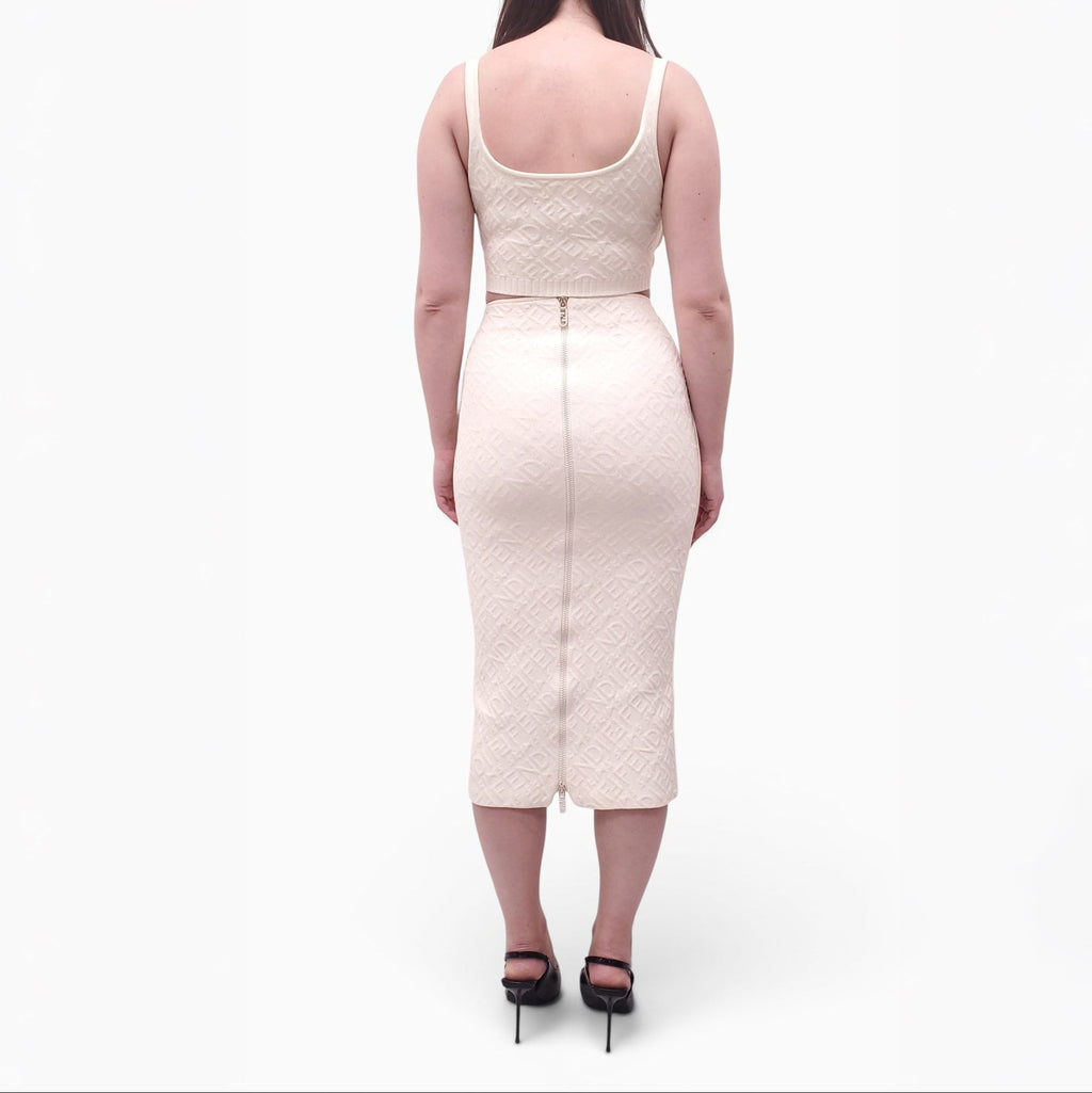 FENDI x SKIMS CREAM LOGO SKIRT SET - SIZE 42