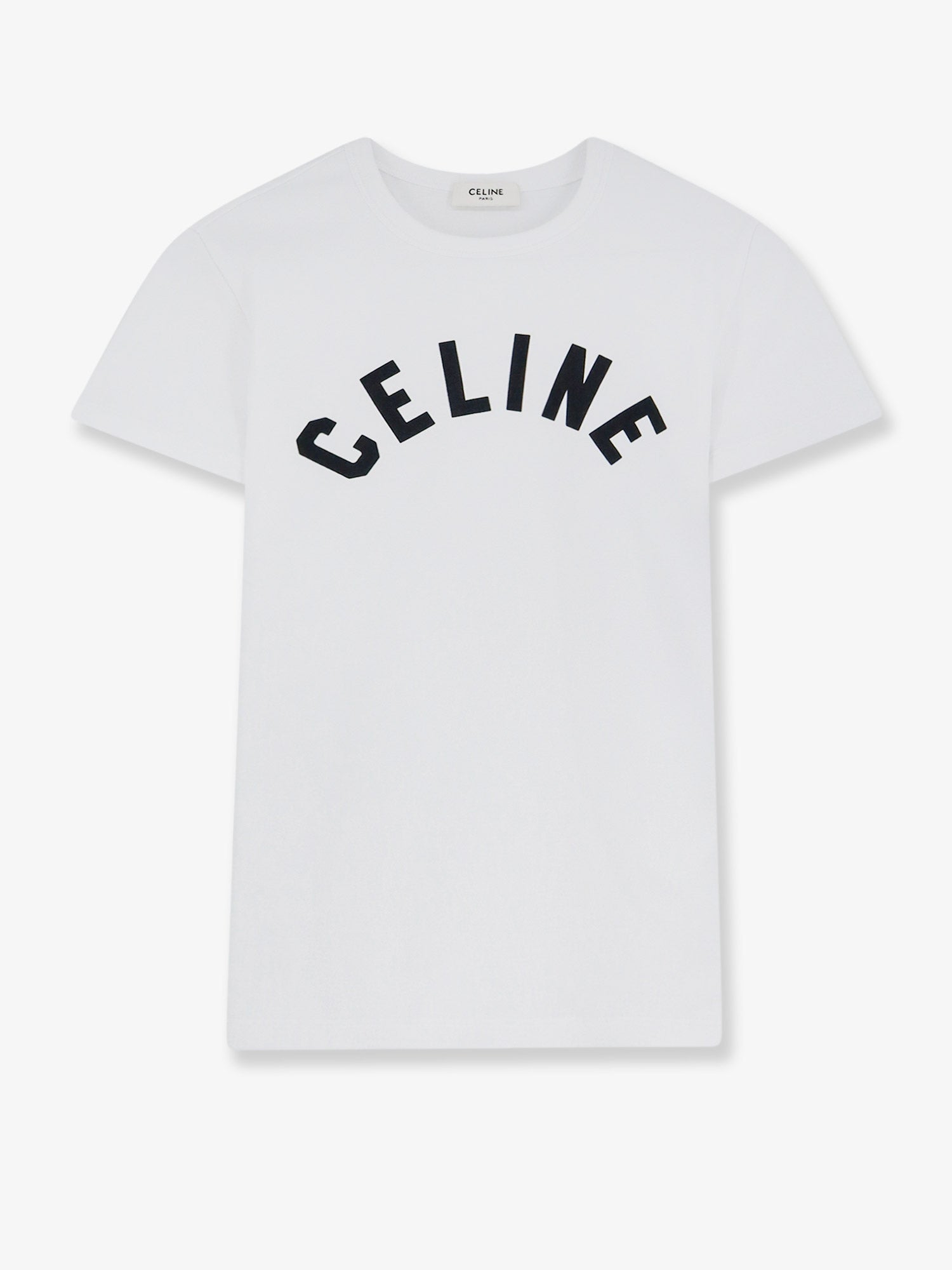Celine Women Cotton T-Shirt With Front Lettering Logo Print