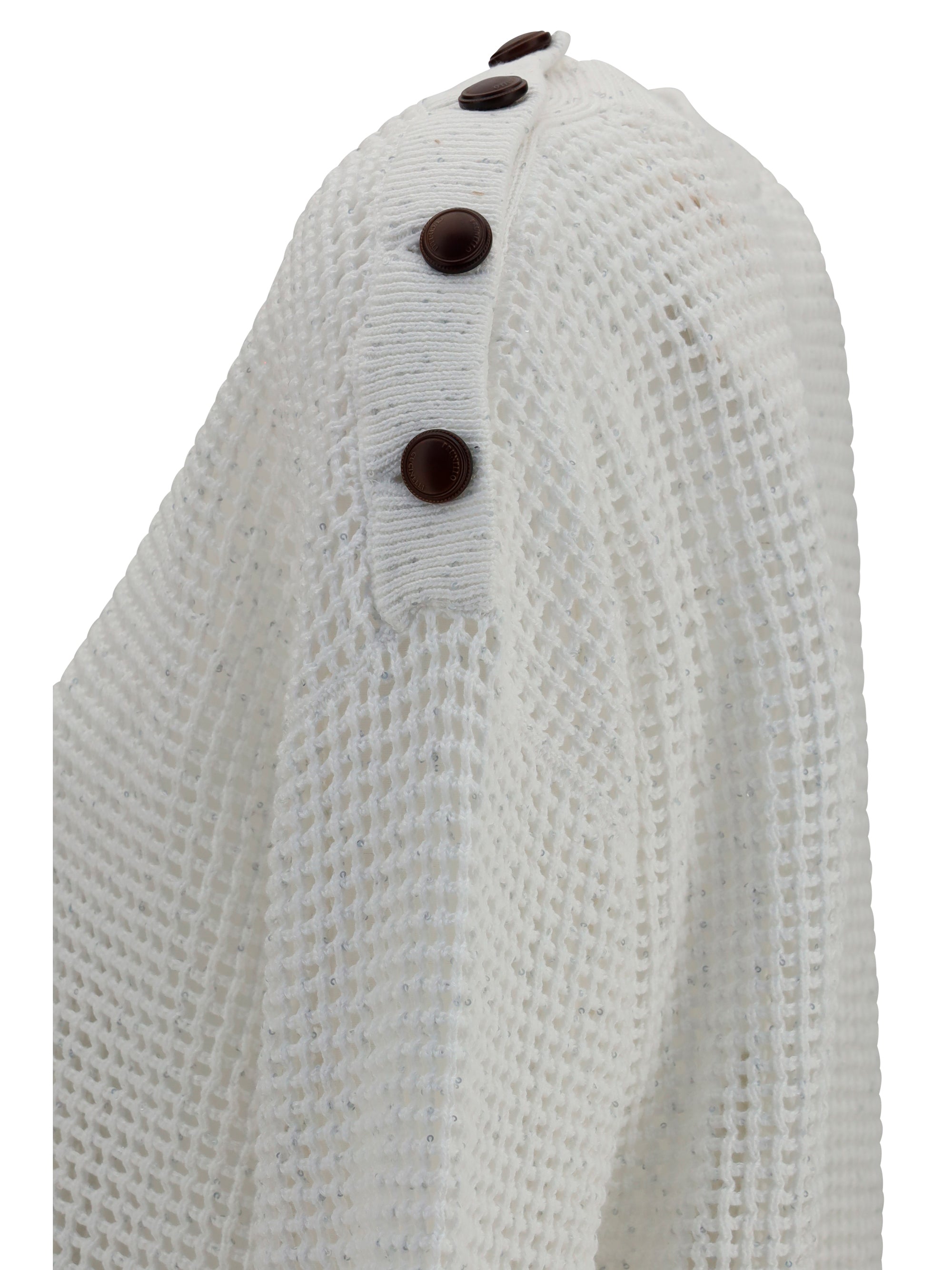 Brunello Cucinelli Women Openwork Sweater With Shoulder Buttons