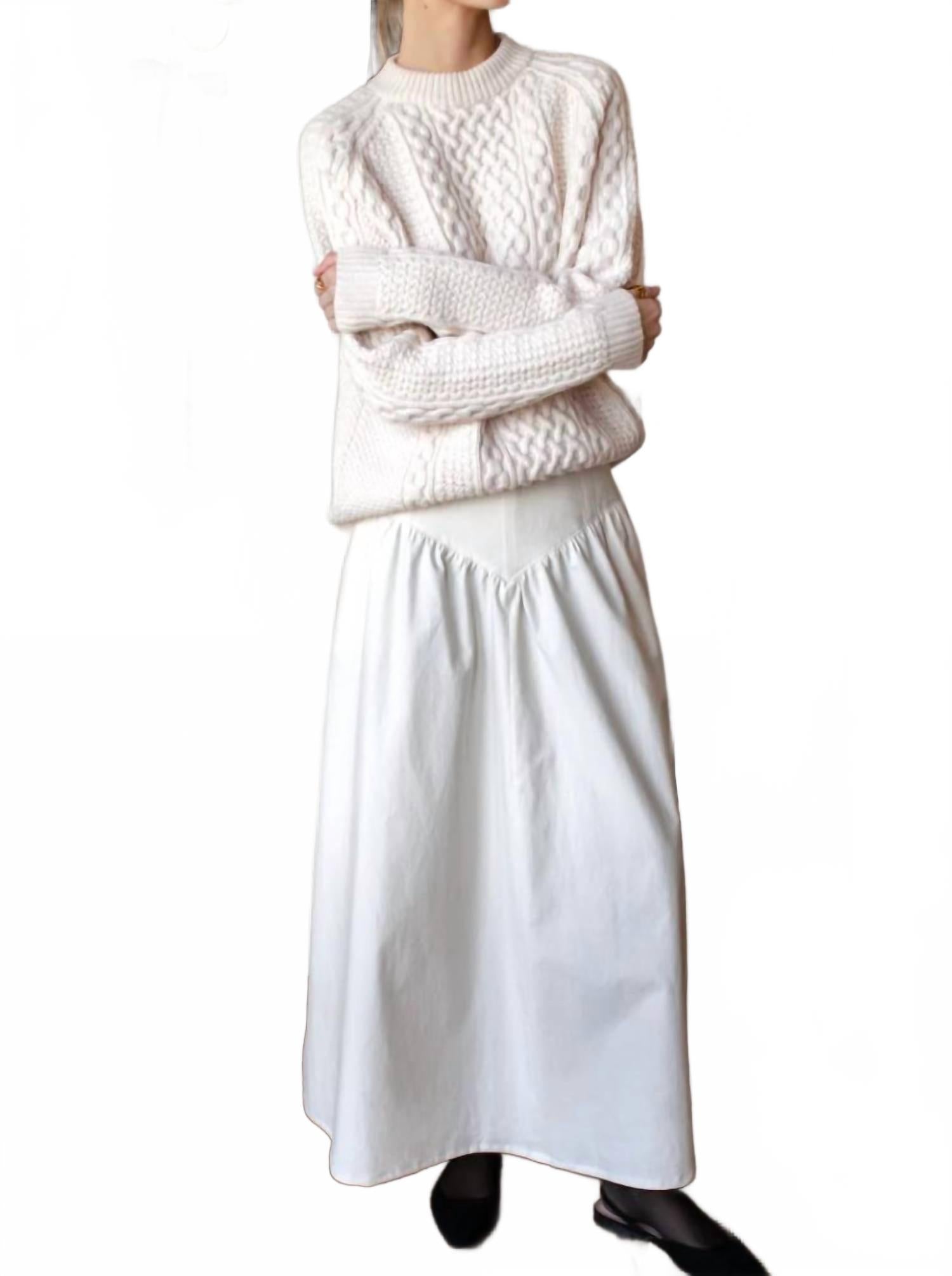 A-Line Maxi Skirt In White Swan