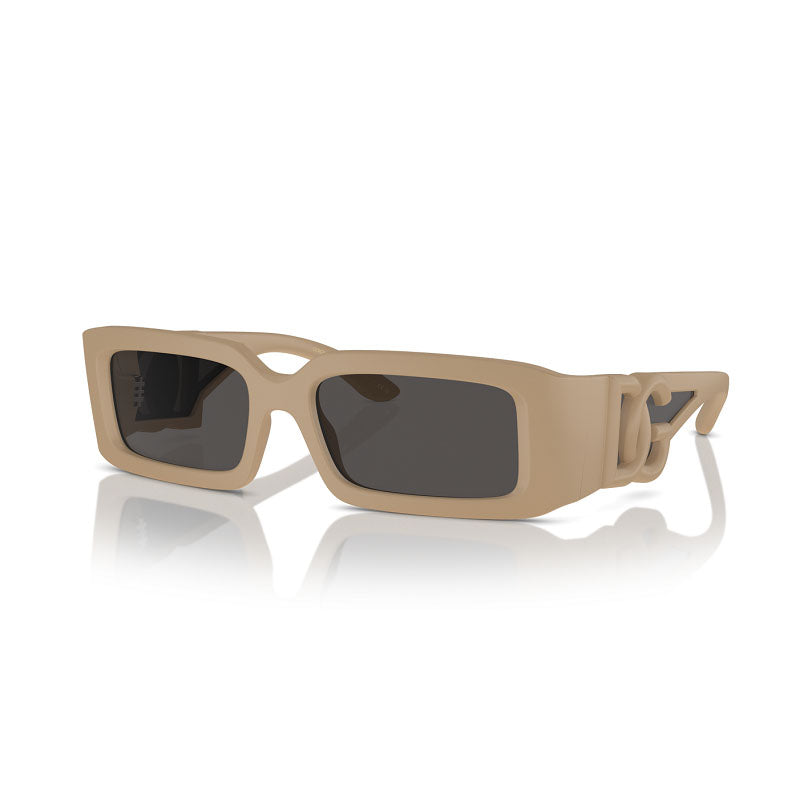 Dolce & Gabbana Sunglasses Rectangle Full Rim, Rubberized Beige Frame And Dark Grey Lens Dg6197329287