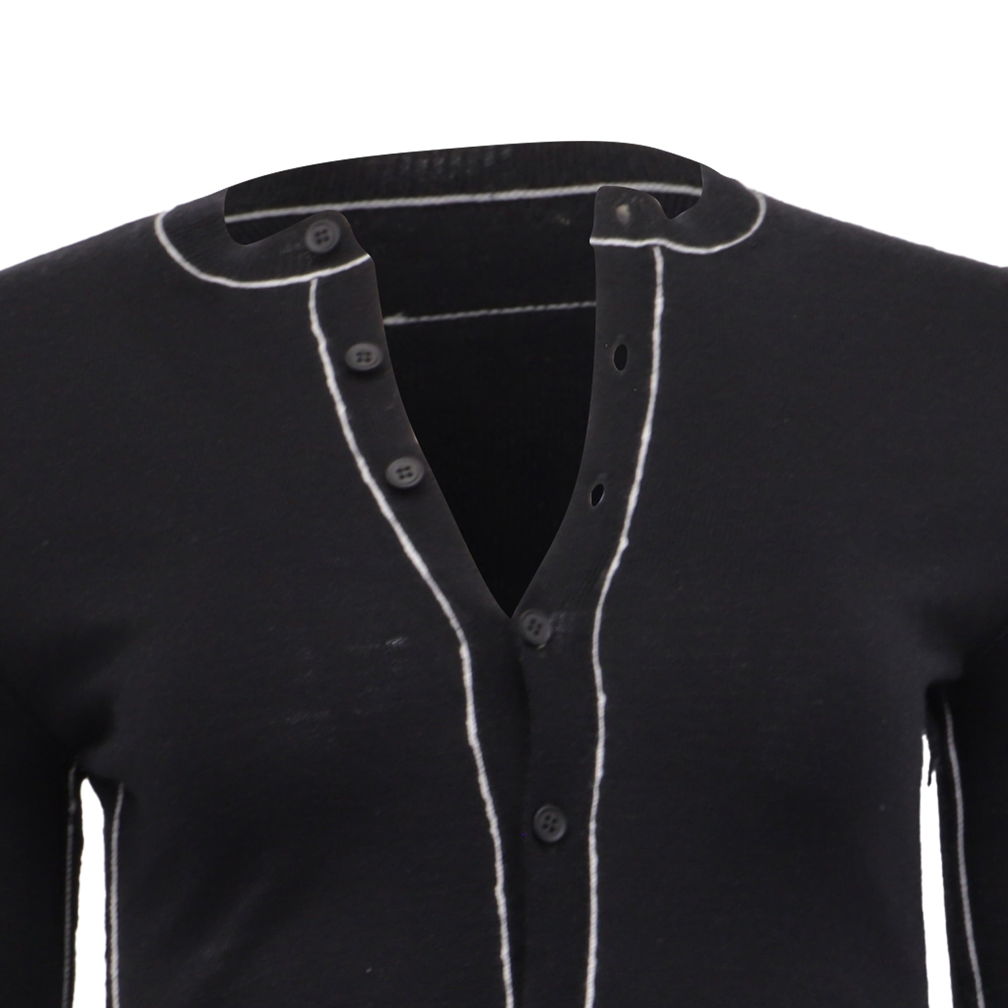 MM6 Maison Margiela Knit Contrast Stitch Cardigan in Black Wool