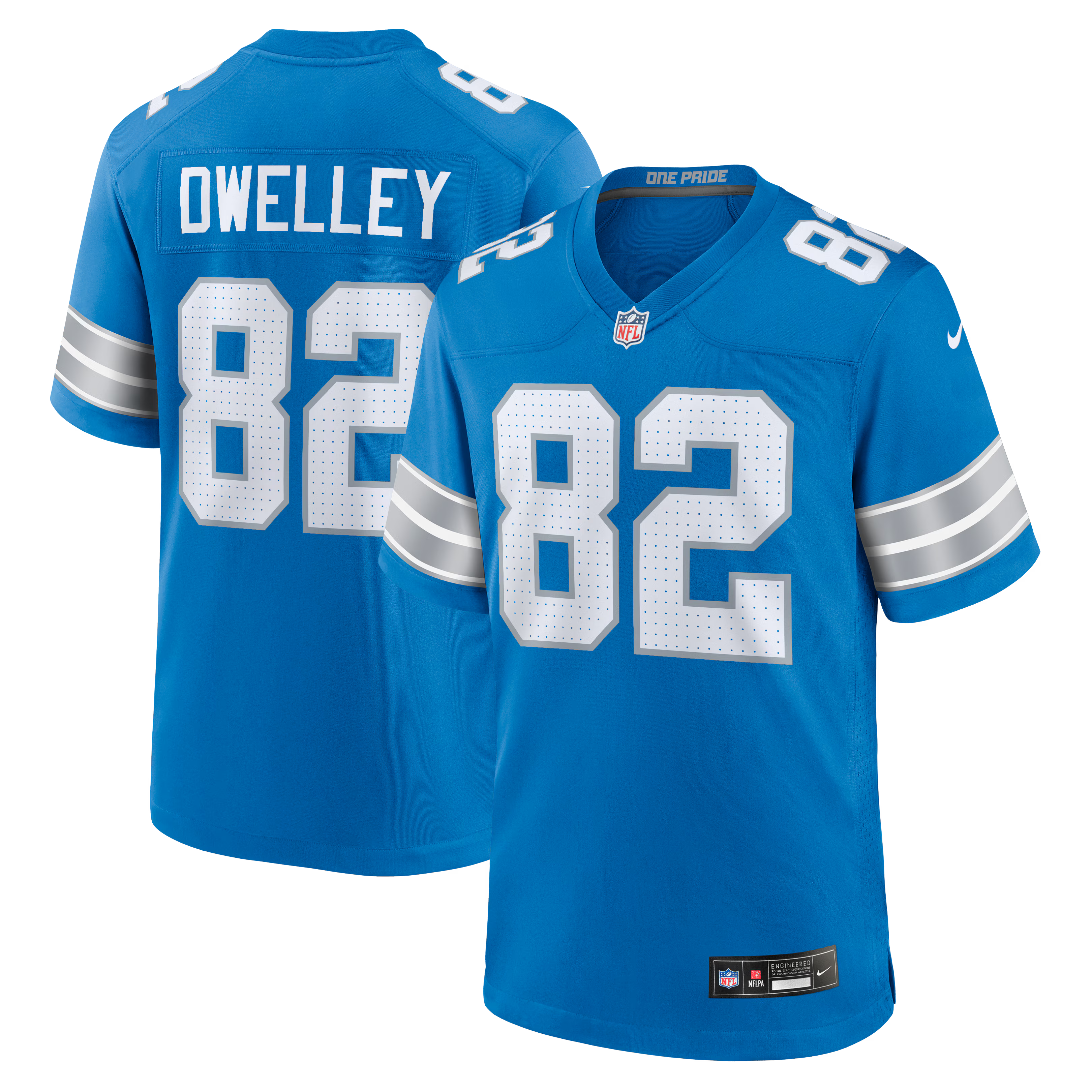 Detroit Lions Ross Dwelley Blue Team Game Jersey