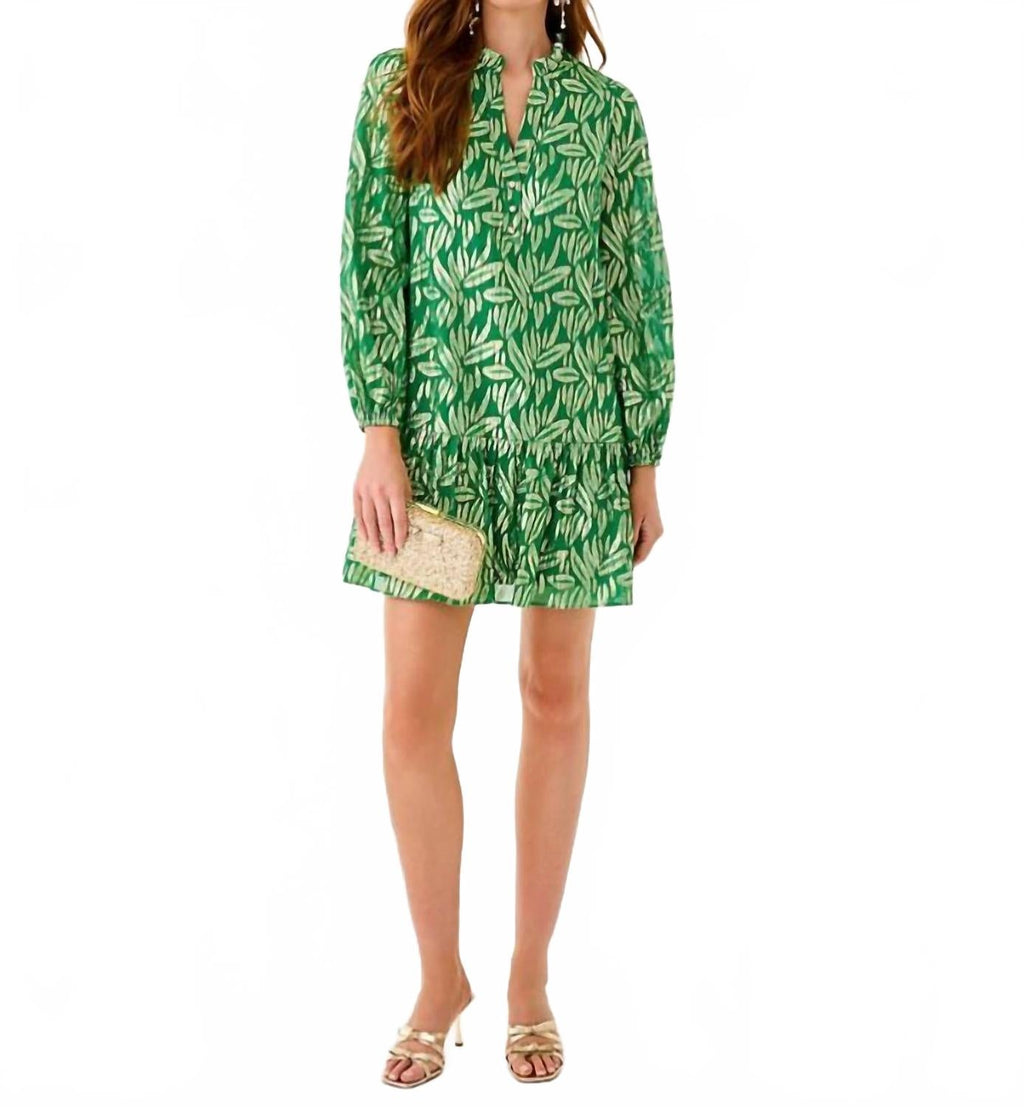 Evaline Silk Dress In Bamboo Green
