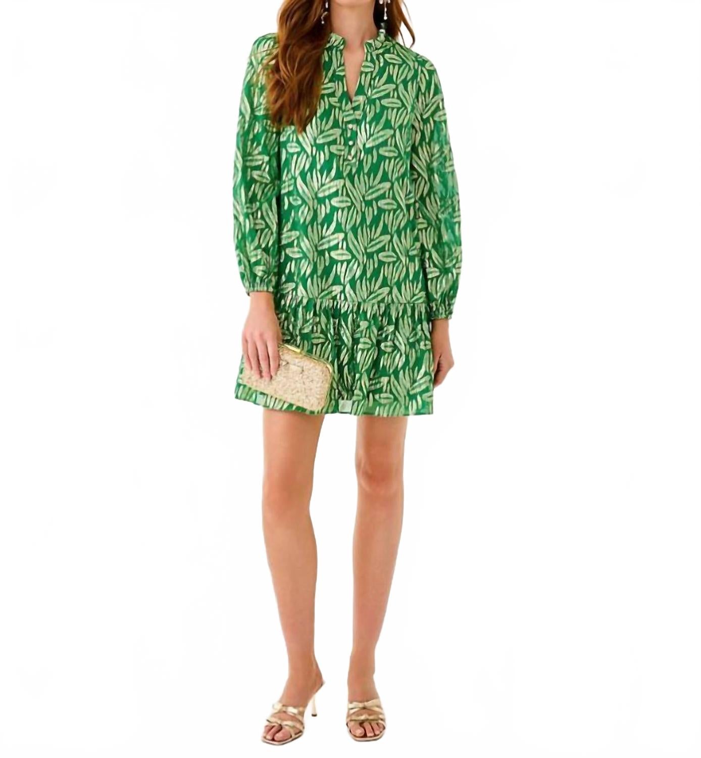 Evaline Silk Dress In Bamboo Green