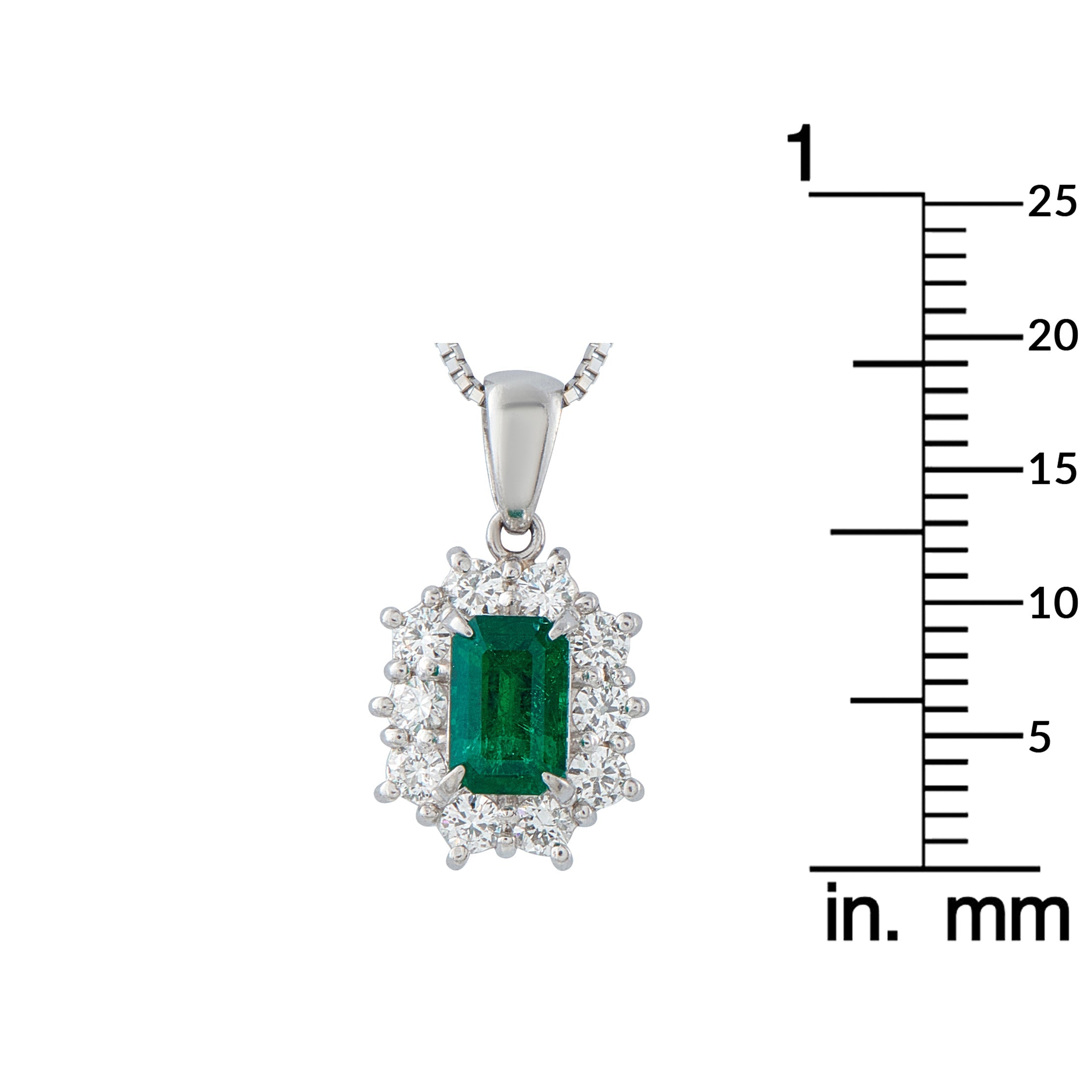 LB Exclusive Platinum 0.38ct Diamond and Emerald Pendant Necklace MF42-041326