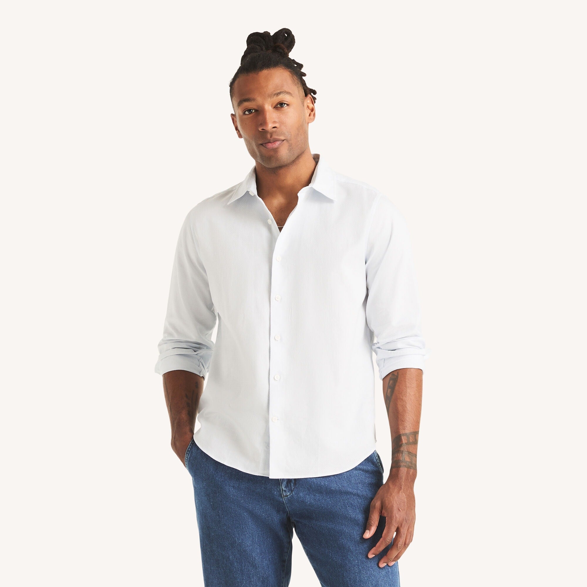 Nautica Mens Classic Fit Wrinkle-Resistant Dobby Shirt