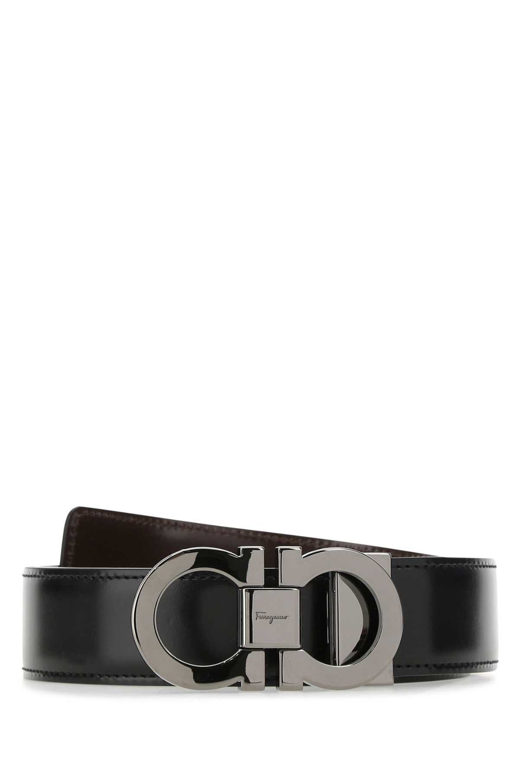 Salvatore Ferragamo Men Black Leather Reversibile Belt