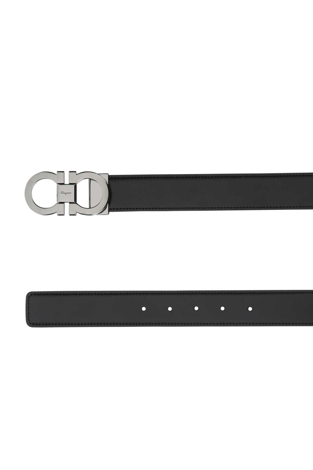 Salvatore Ferragamo Men Black Leather Reversibile Belt