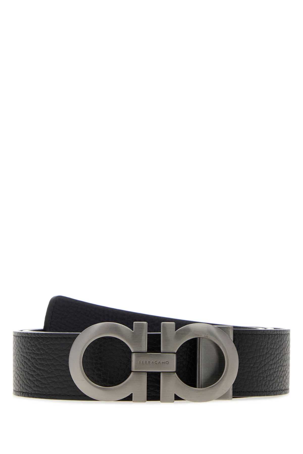 Salvatore Ferragamo Men Black Leather Reversible Belt