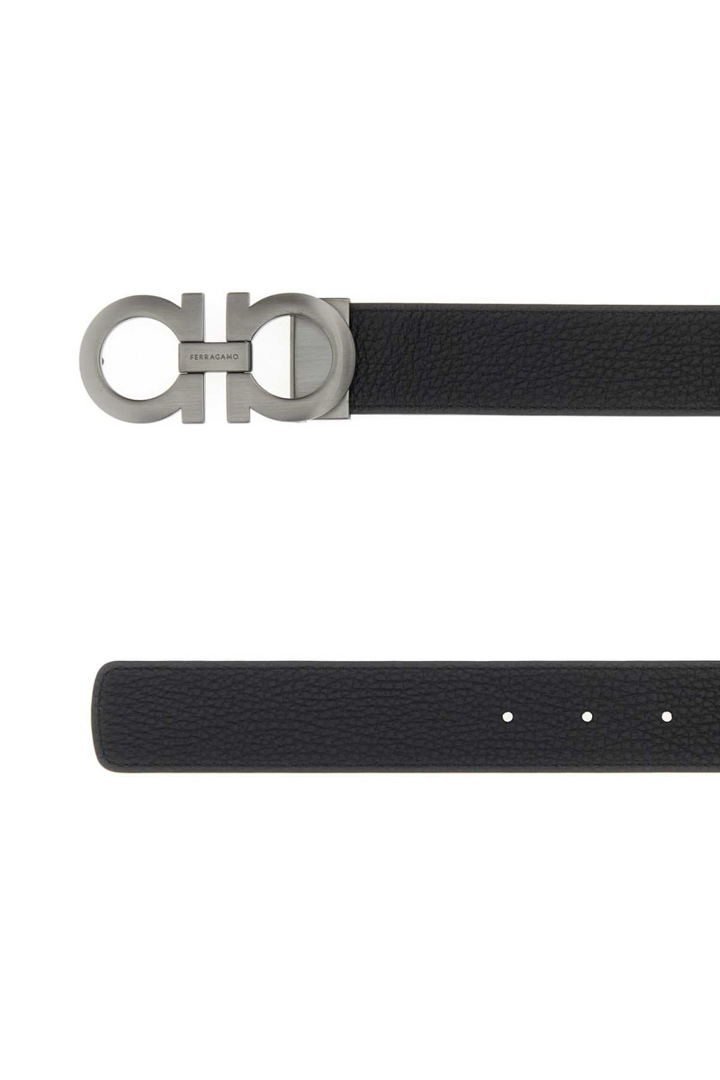 Salvatore Ferragamo Men Black Leather Reversible Belt