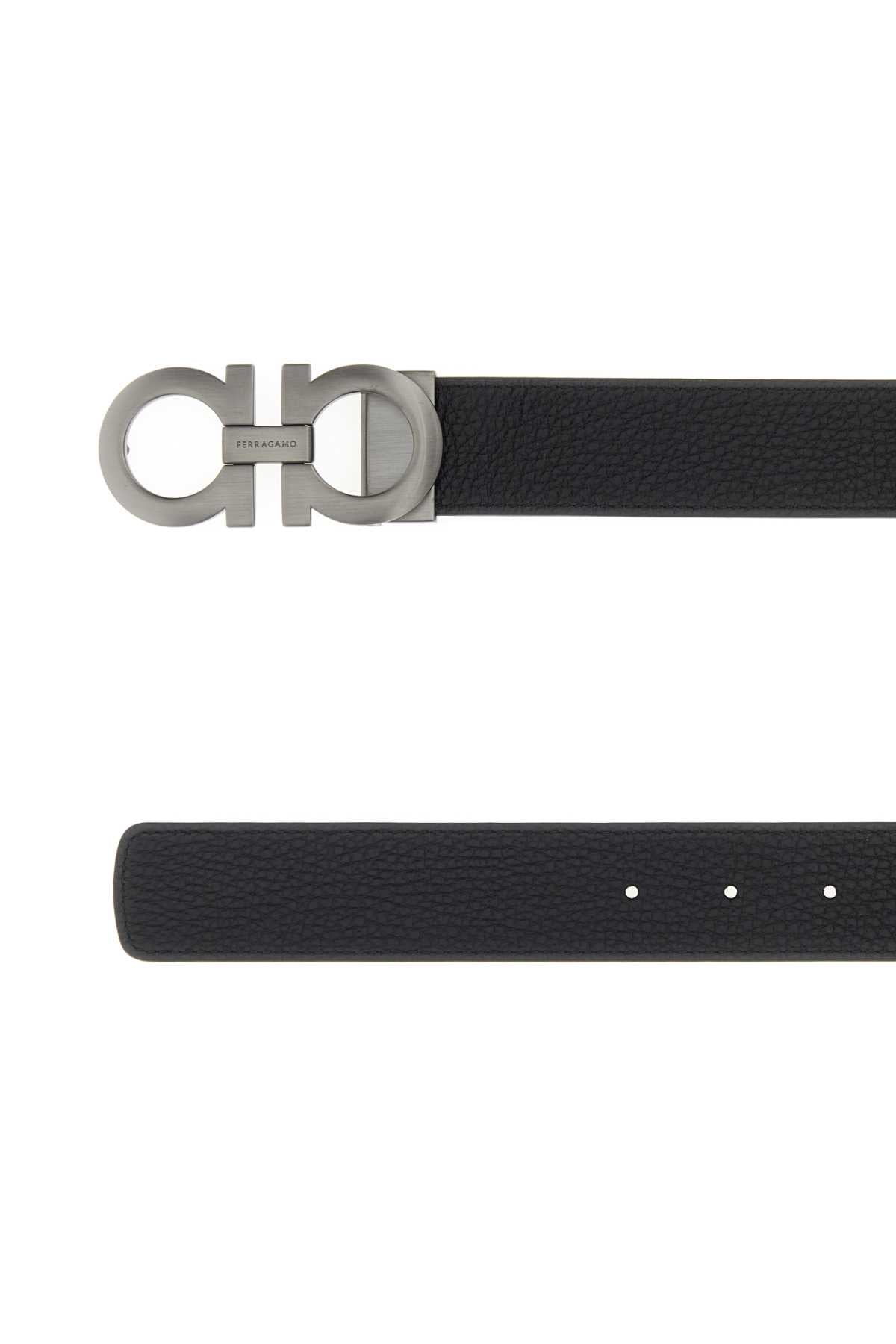 Salvatore Ferragamo Men Black Leather Reversible Belt
