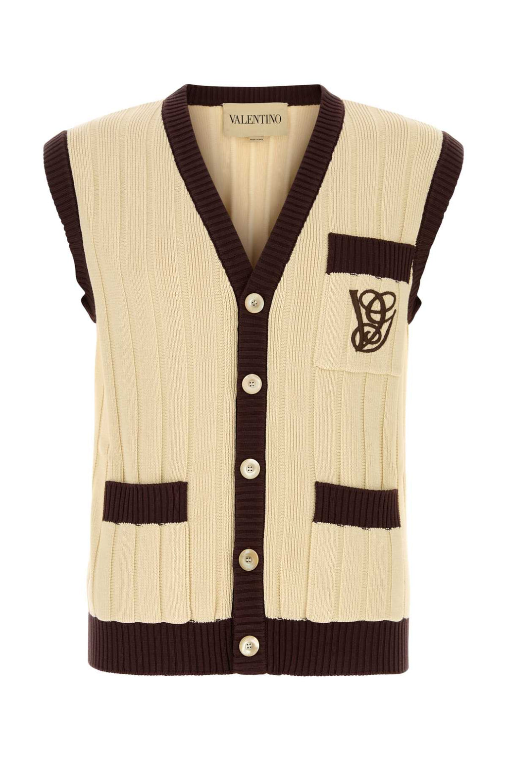 Valentino Garavani Men Cream Cotton Vest