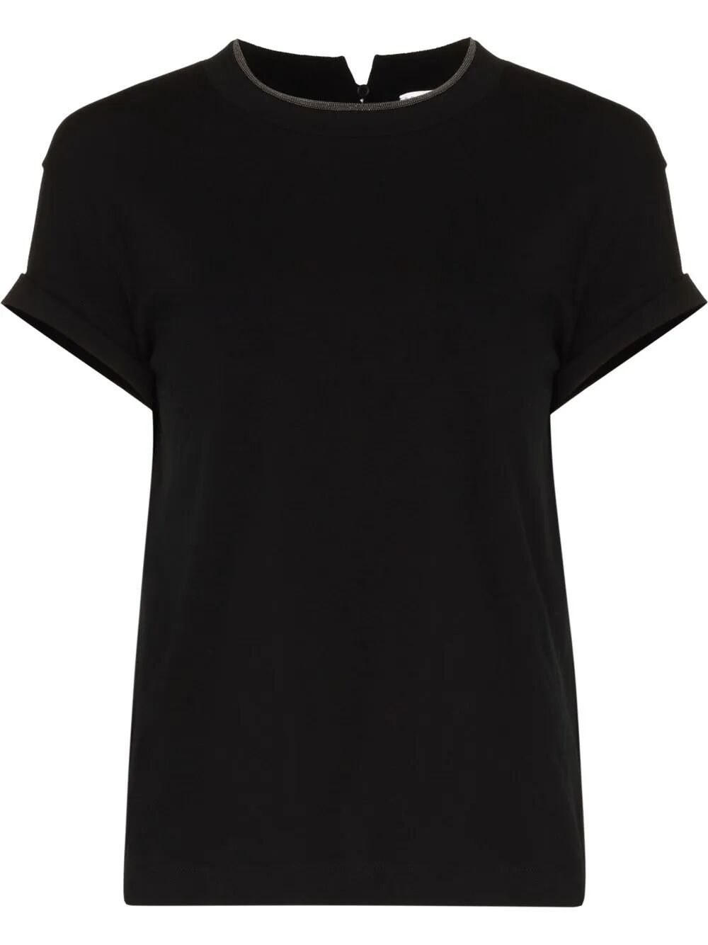 Brunello Cucinelli Women Stretch Cotton Jersey T-Shirt With Precious Faux Layering