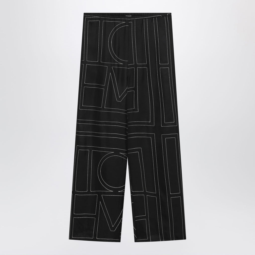 Toteme Black Monogram Silk Pajama Trousers Women