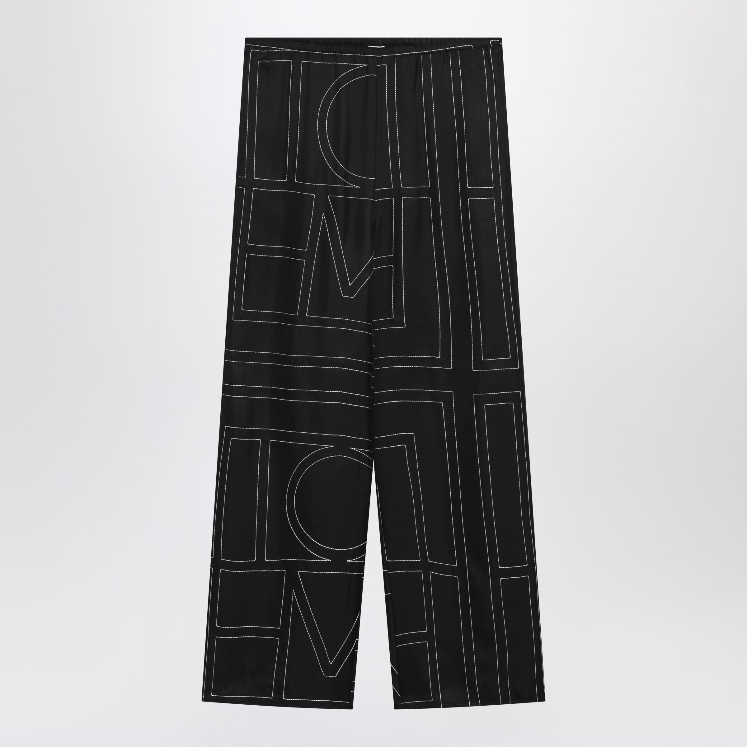 Toteme Black Monogram Silk Pajama Trousers Women