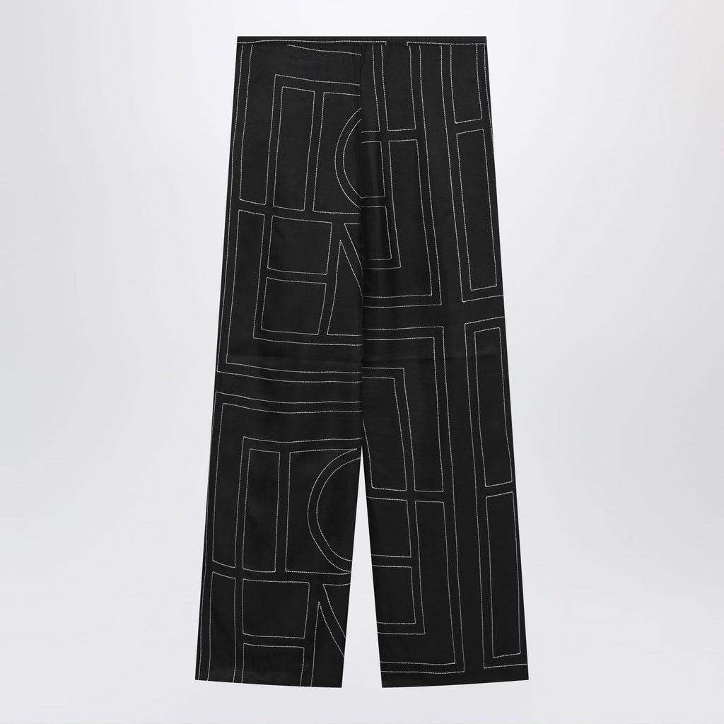 Toteme Black Monogram Silk Pajama Trousers Women