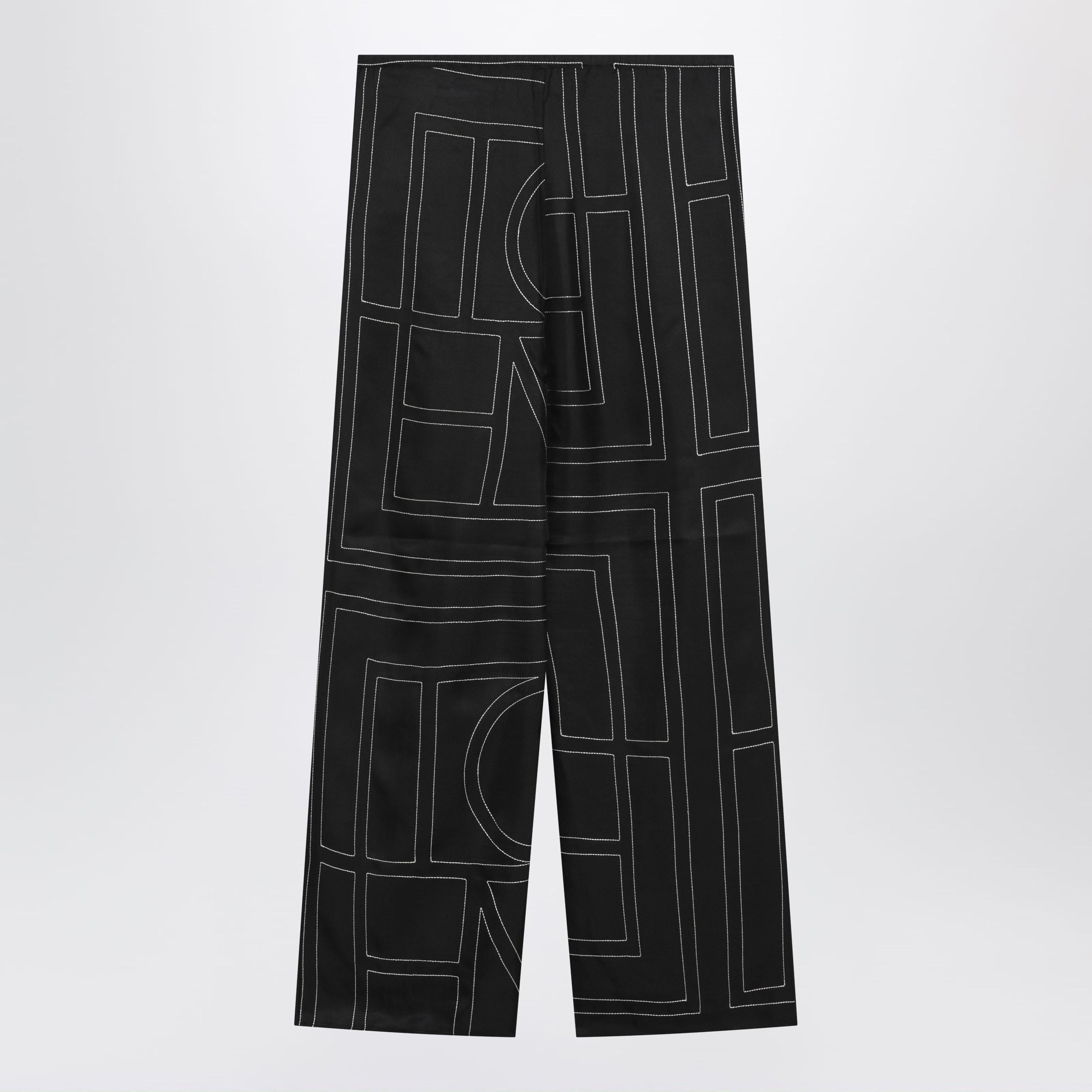 Toteme Black Monogram Silk Pajama Trousers Women
