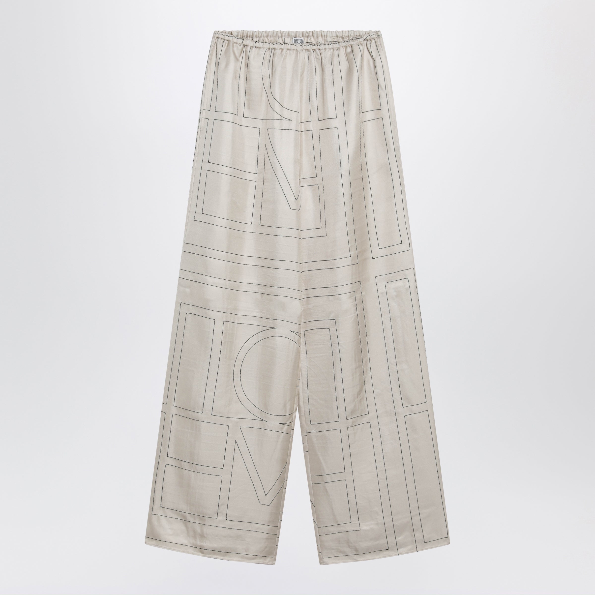 Toteme Ivory Monogram Silk Pajama Trousers Women