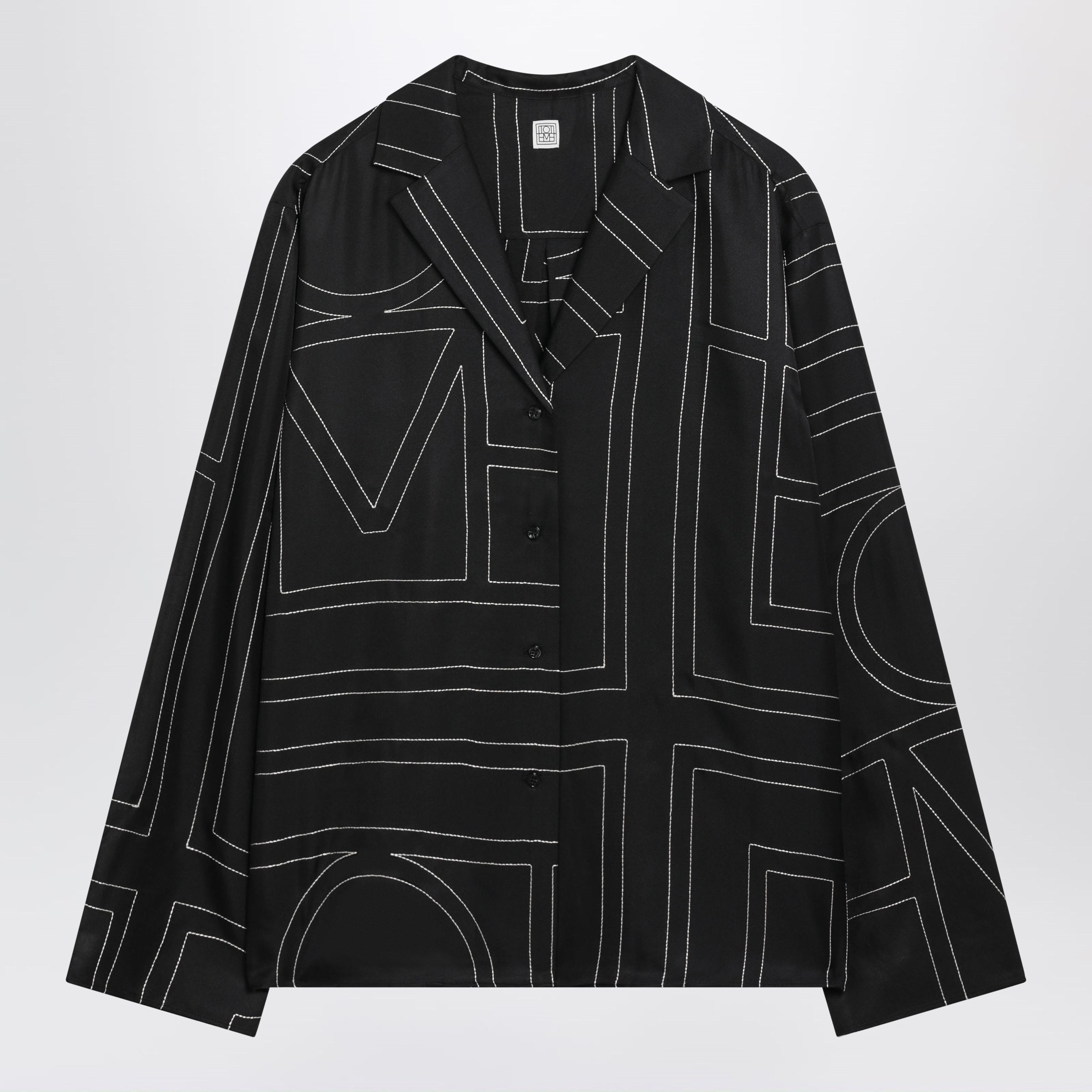 Toteme Black Monogram Silk Pajama Shirt Women