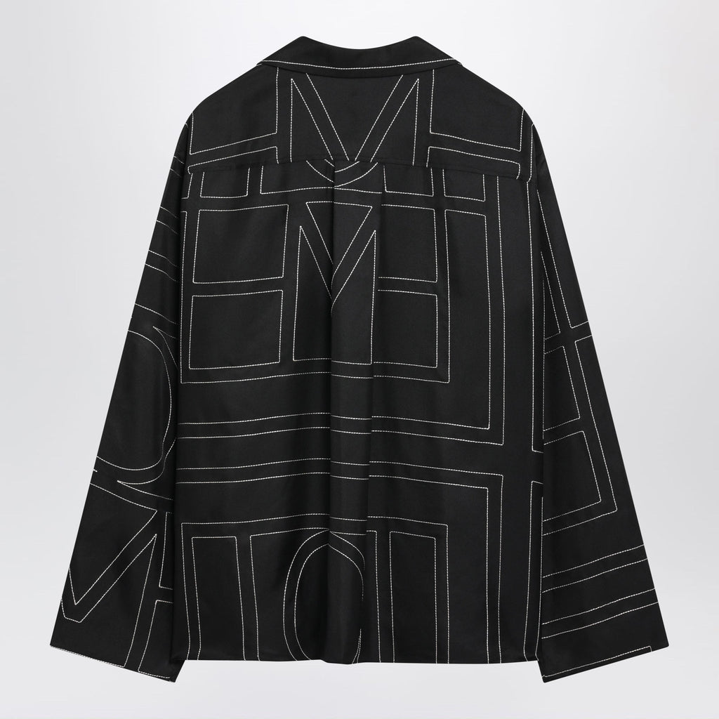Toteme Black Monogram Silk Pajama Shirt Women