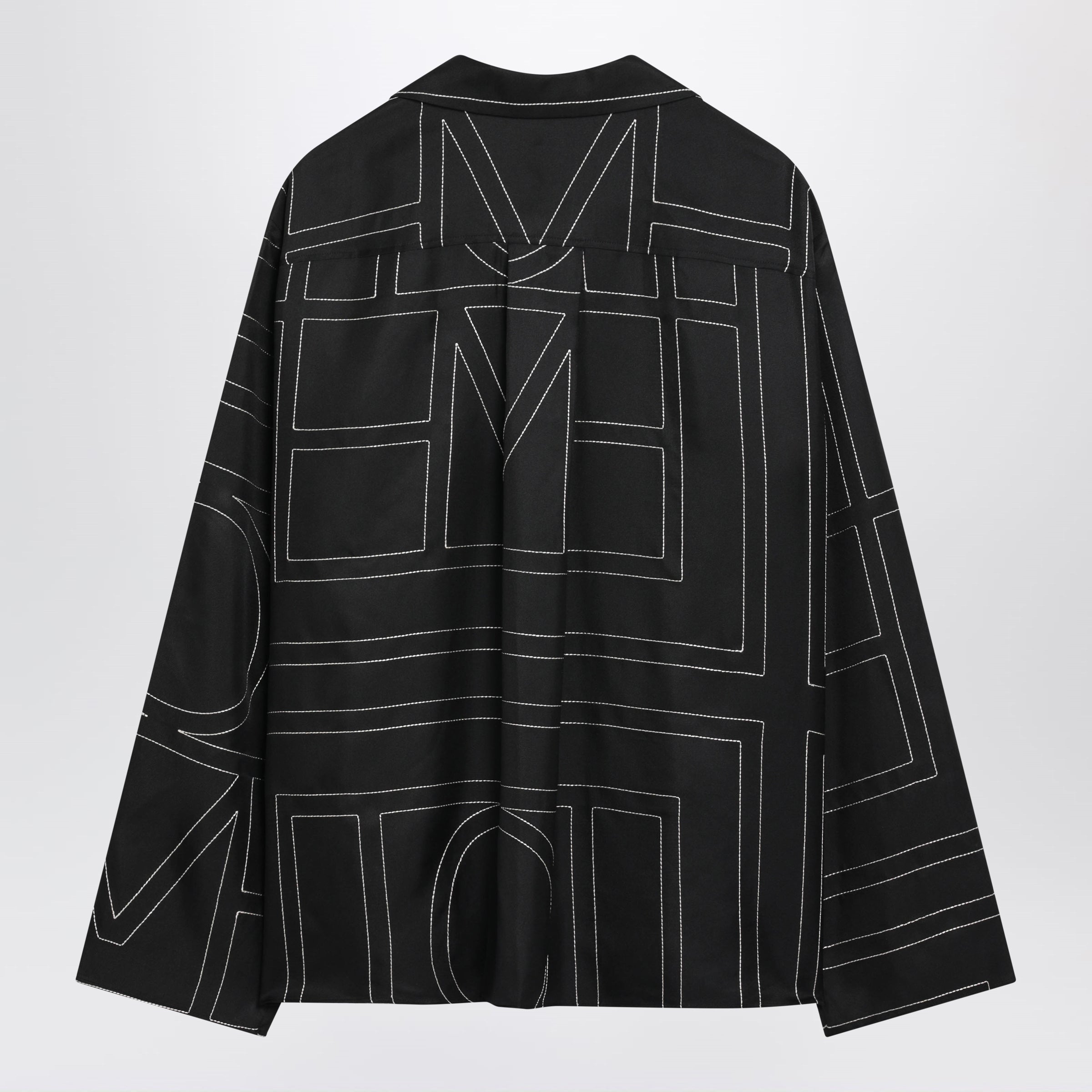 Toteme Black Monogram Silk Pajama Shirt Women
