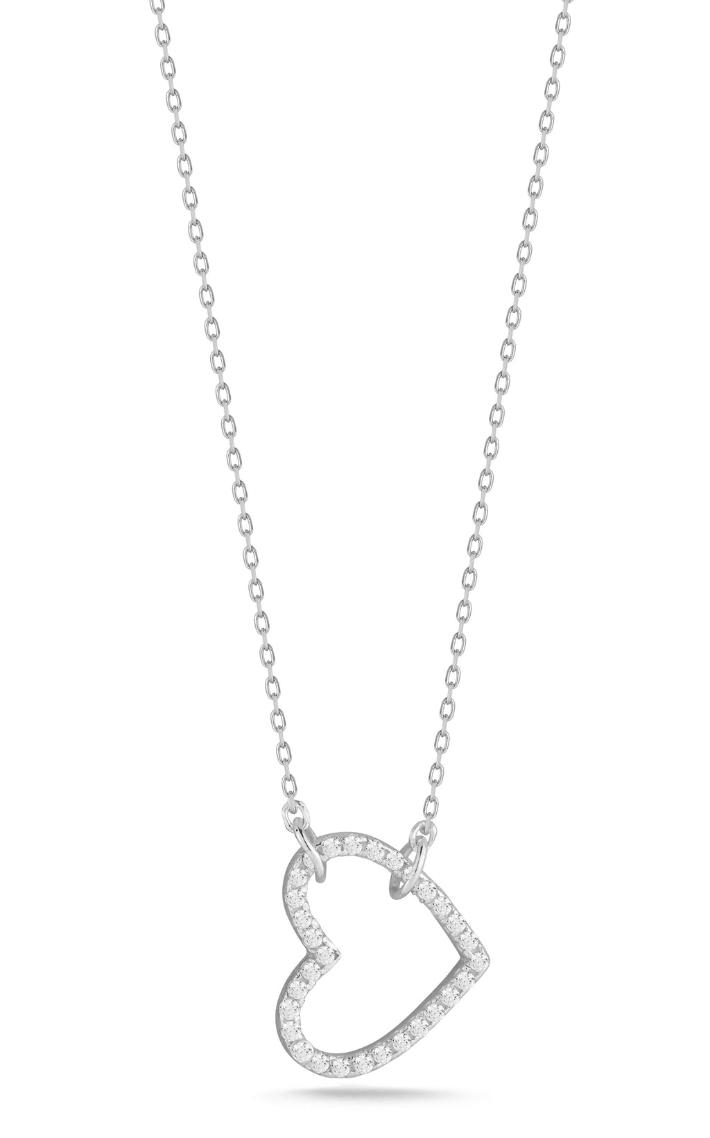 Sterling Silver Sideways Heart Necklace