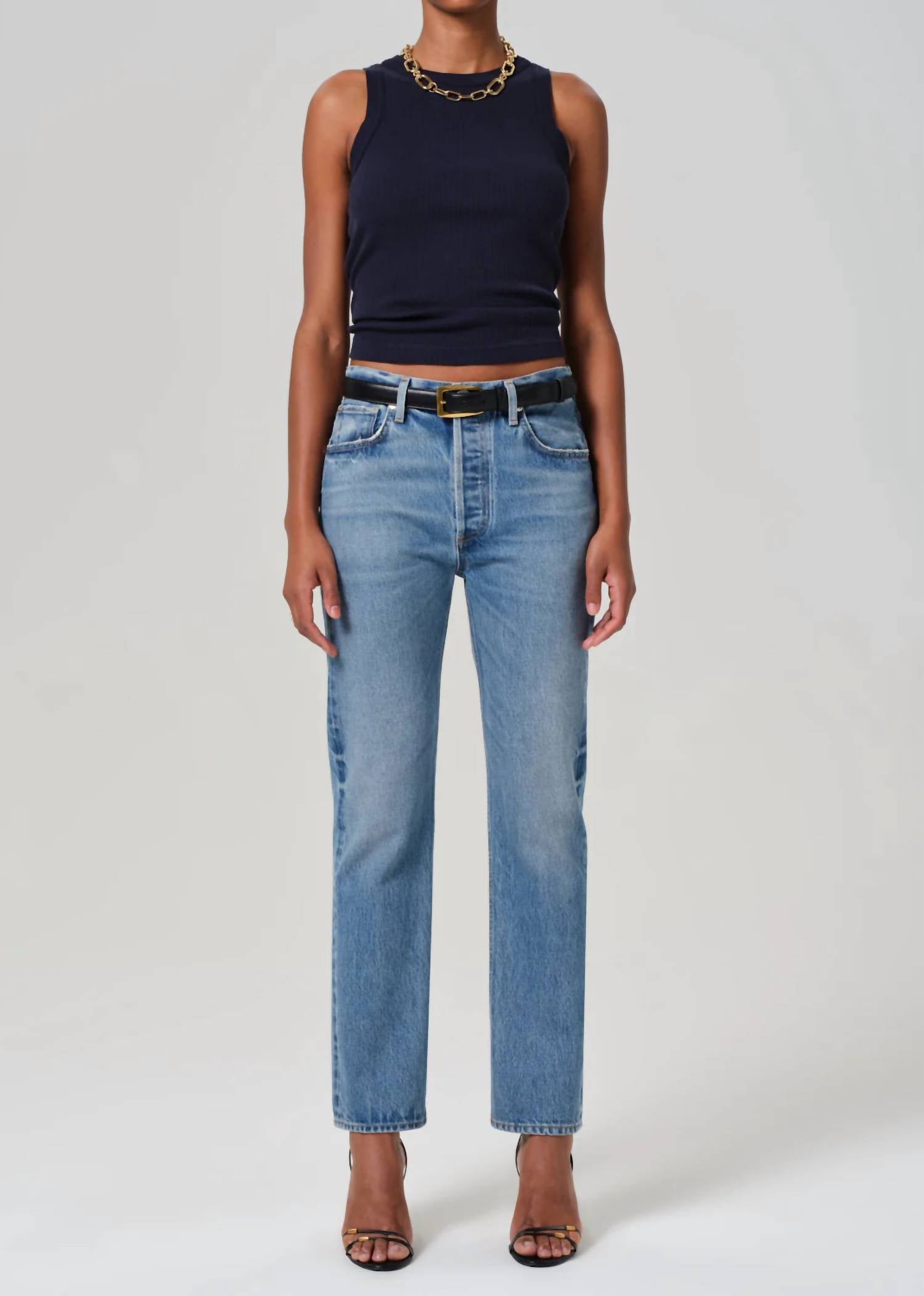 Isabel Rib Tank Top In Navy