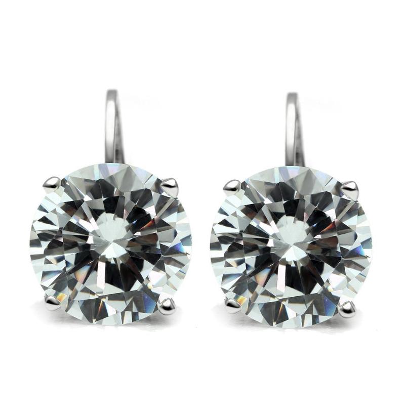Rhodium Brass Earrings with AAA Grade CZ in Clear