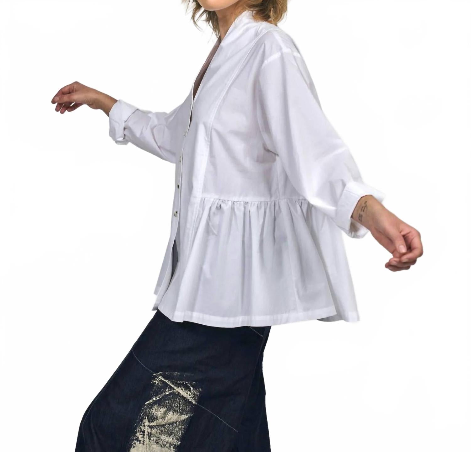 Addison Peplum Blouse In White
