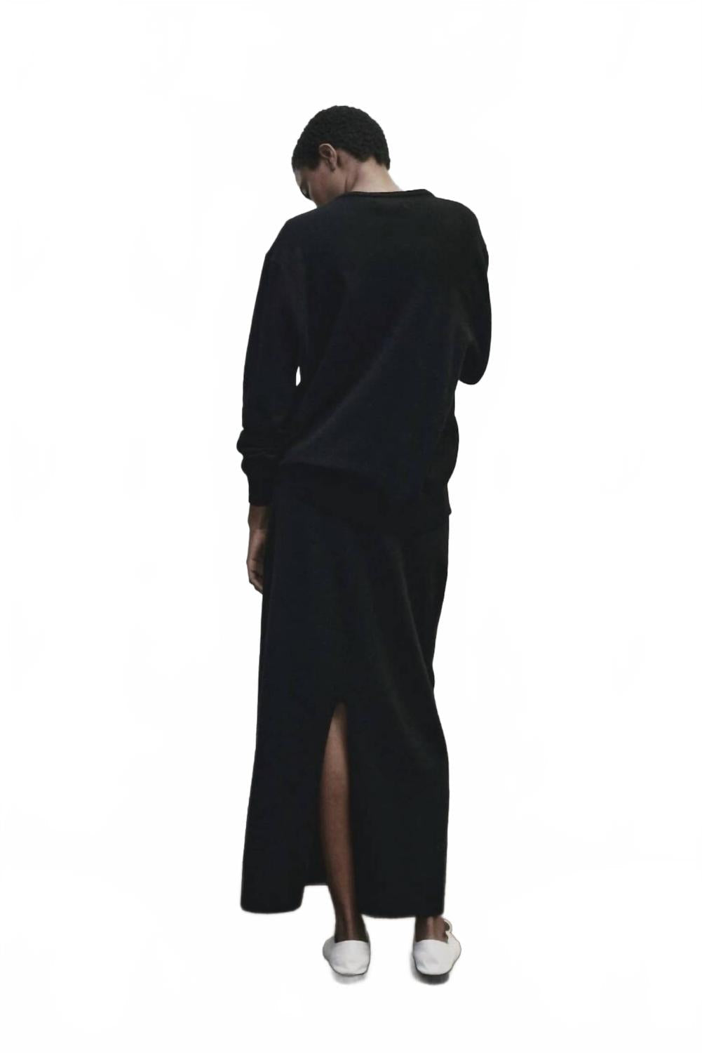 Cashmere Blend Knit Midi Skirt In Black
